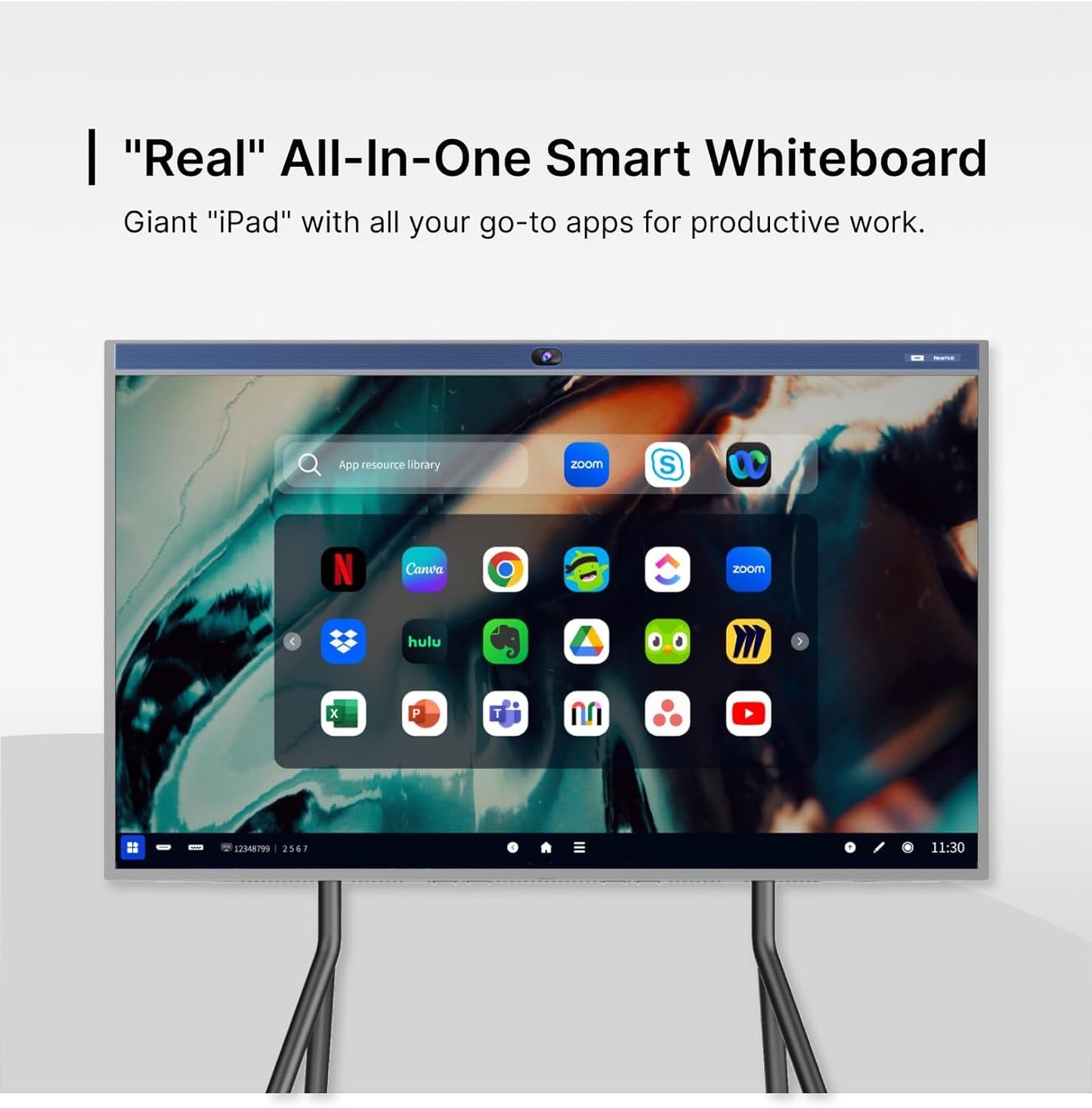 NearHub 55" Interactive Smart Whiteboard,AI -Powered 4K Camera,MEMS 24-mic Array with Noise Reduction,All-in-One Whiteboard for Hybrid Collaboration with AndriodOS & Open App Ecosystem (Board+Stand)