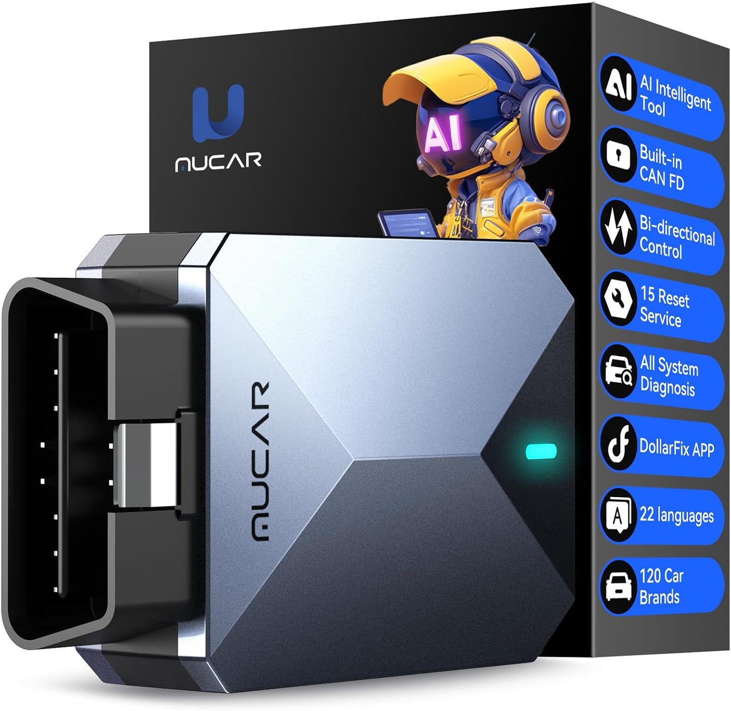 MUCAR AI-Assisted OBD2 Scanner Bluetooth Lifetime Update Sup ELM327, BT200 MAX OBD2 Diagnostic Tool All System Diagnostic Tool with 15 Resets for iOS & Android, CANFD Protocol, Autoauth for FCA SGW