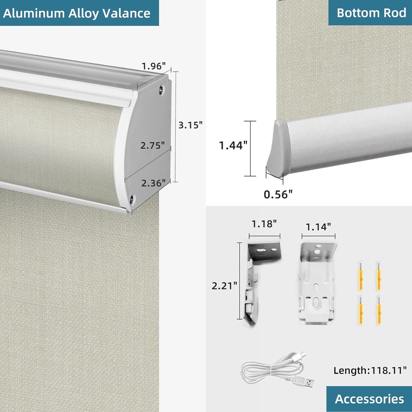 SmartWings Motorized Roller Shades Work with Homekit, 100% Blackout Smart Blinds for Windows, Cordless Remote Control Window Shades, Vigor Cream, Customized Size
