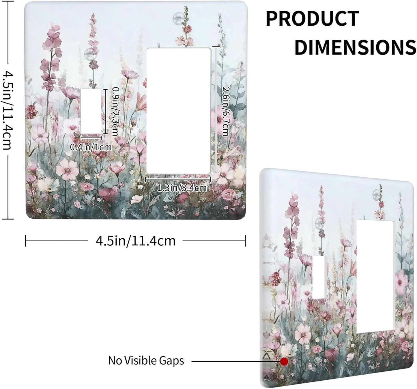 Pink Floral Watercolor Botanical Wildflowers Outlet Covers 1 Toggle 1 Rocker Combination Decorative Wall Plate Electrical Switch Plates Light Switch Cover Plate For Bed Room Living Room Decor