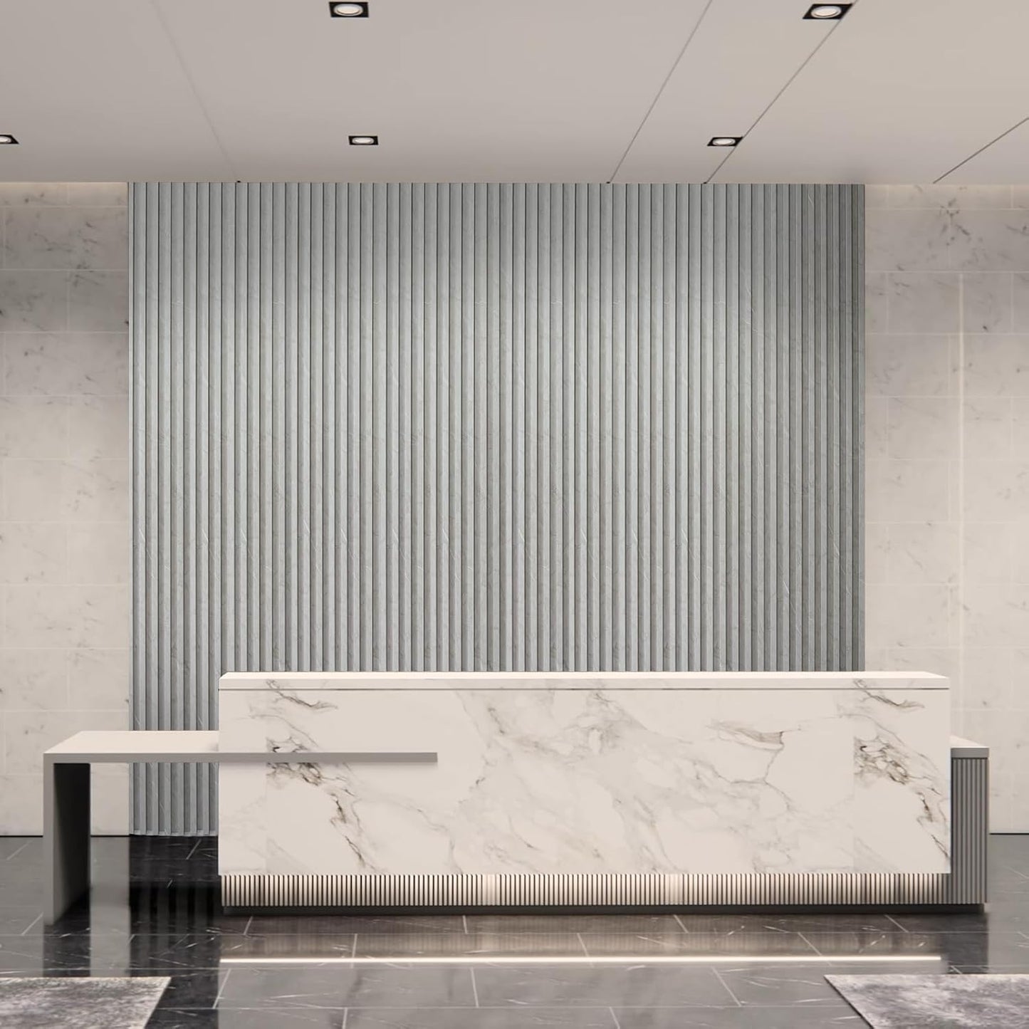 Art3d 8-Pack WPC Slat Wall Panel for Interior Wall Decor, Decorative Fluted Accent Wall Covering Panel for Living Room Bedroom TV Background Office, 96 x 6 Inch - Slate