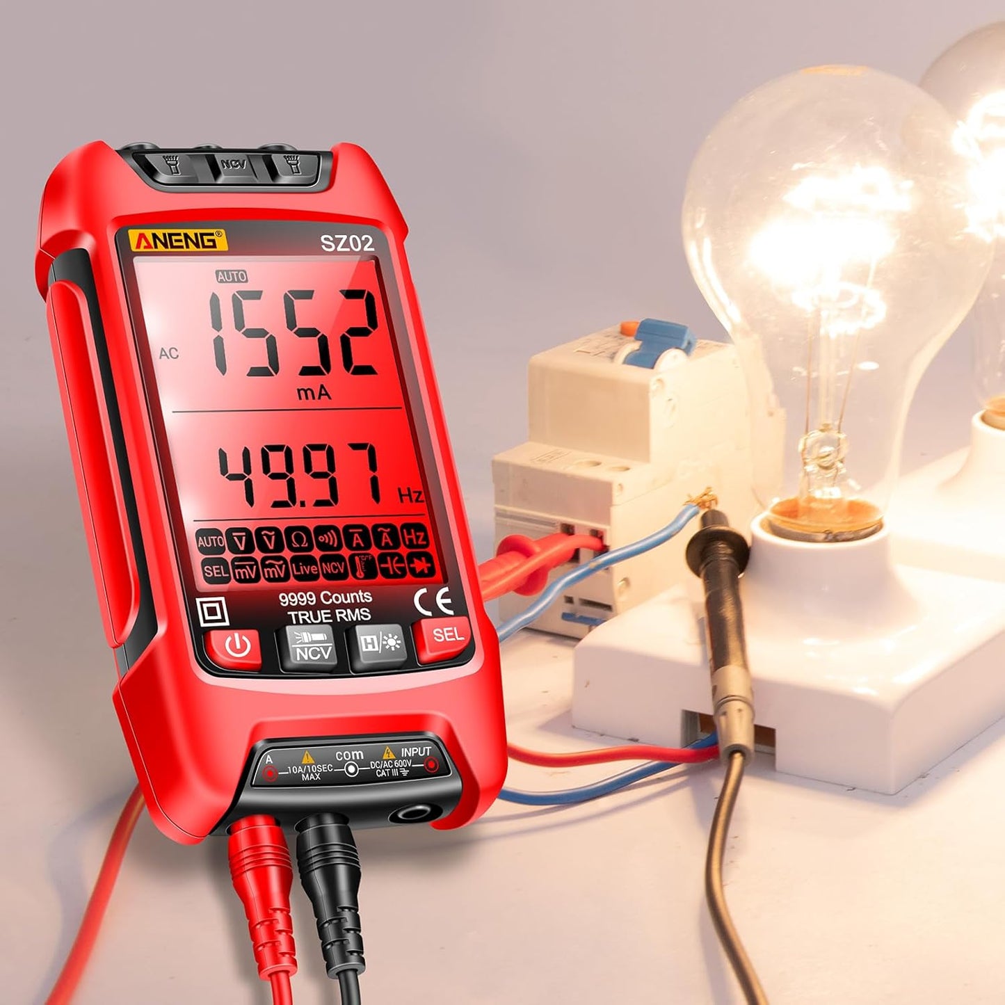ANENG SZ02 Multimeter,Digital Voltage Tester Meter,TRMS 9999 Counts Voltmeter Measures ac/dc Current,Voltage,NCV,Resistance,Continuity,Capacitance,Diodes,Auto-Ranging Ohm,Amp Electrical Tools