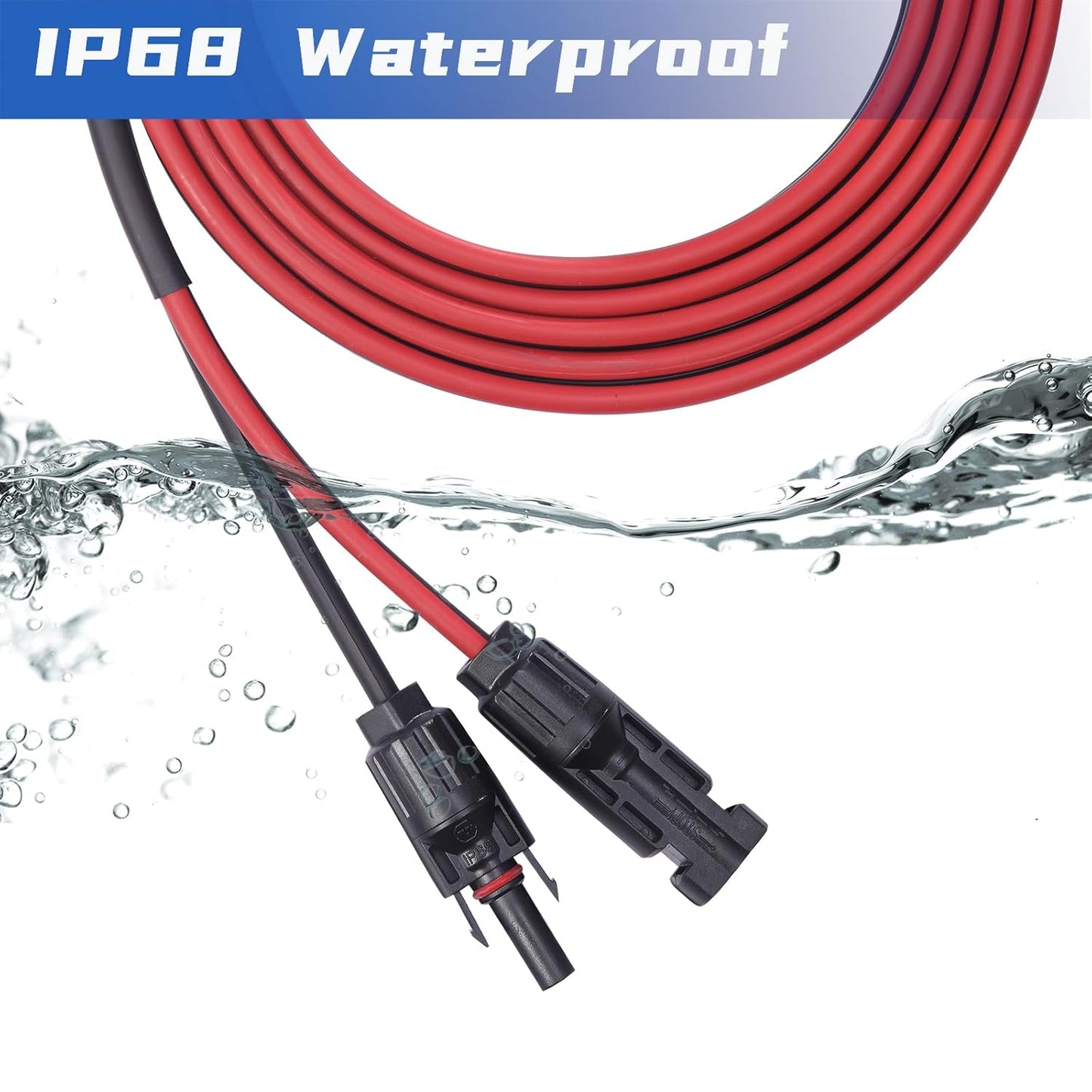 Solar Cable 10 Feet 2x10 AWG Twin Wire Solar Extension Cable, Copper Strand with Female and Male Connectors on Both Ends, Solar Panel Cable Wire & Adaptor for Home, Shop and RV Solar Panels