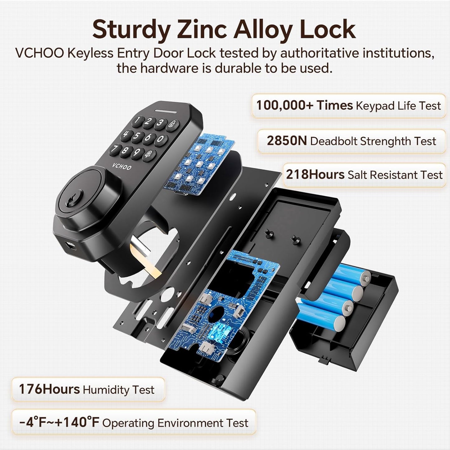 Keyless Entry Door Lock with 2 Knobs App Control Smart Locks for Front Door WiFi Door Lock Set Automatic Lock One Time Password Anti Peeping Password IP54, Black