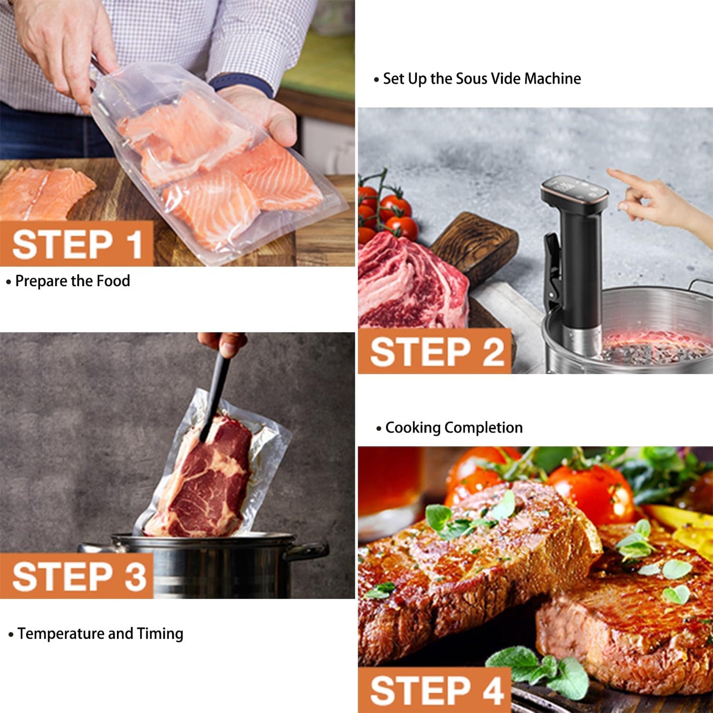 Sous Vide Machine 1100W Sous Vide Cooker, IPX7 Waterproof Immersion Circulator Precisional Cooker with Temperature Control, Digital Timer, Ultra-quiet Working & Fast Heating, Touch Control