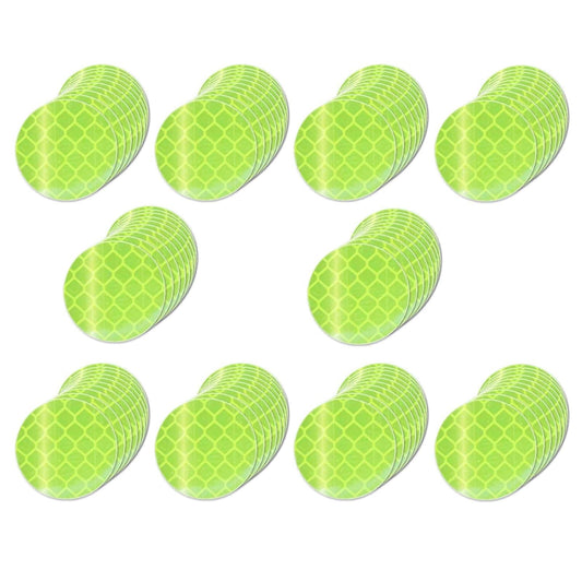 Non Fading Fluorescent Yellow Reflective Stickers 1-inch Diameter Round Reflector, Outdoor Waterproof High Visibility Warning Adhesive Tape (100 Pcs)