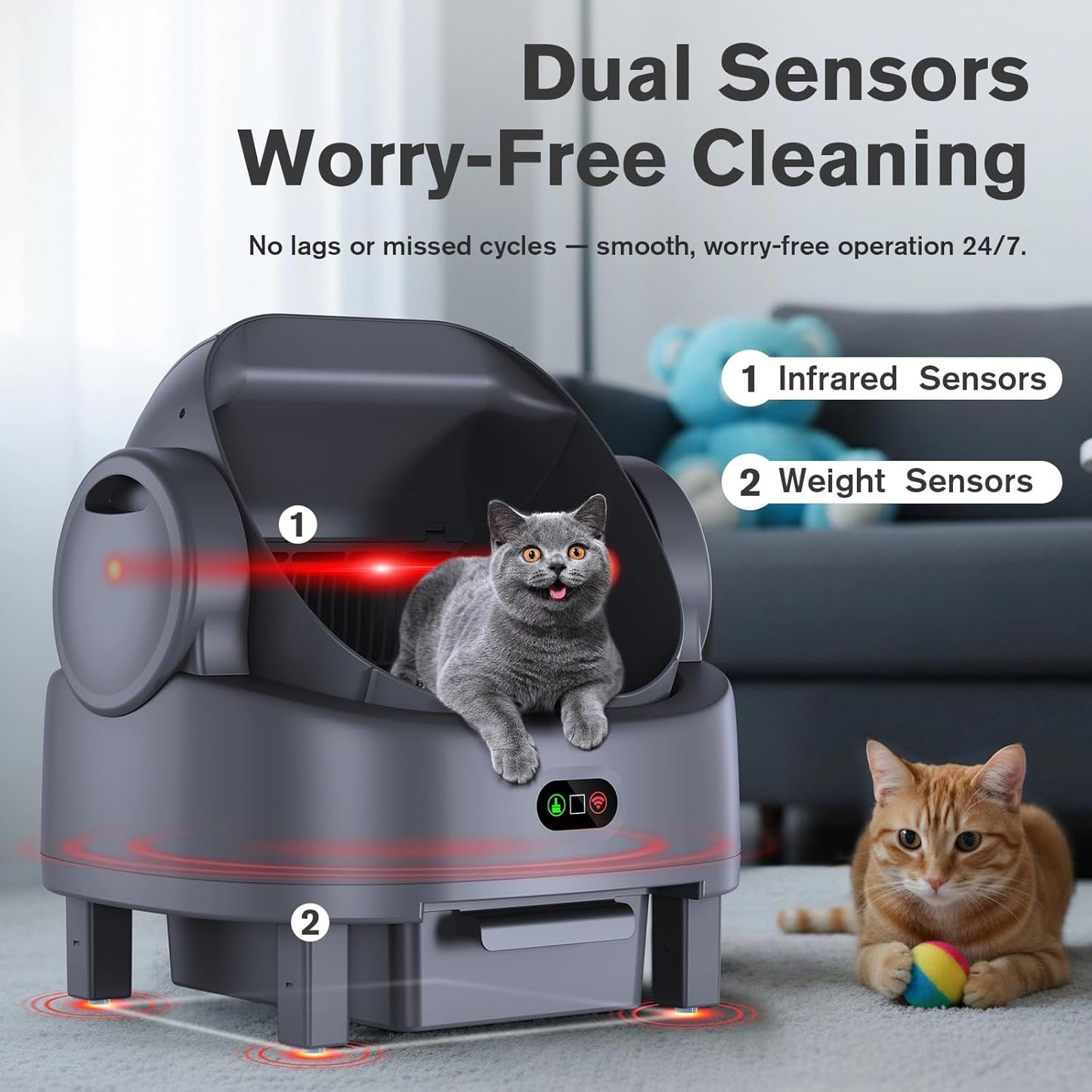 Automatic Cat Litter Box, Electric Large Open-Top Self Cleaning Litter Box for Multiple Cats, Smart APP Control, Multiple Safety Sensors, 1 Rolls Bags & 1 Mat, Arenero para Gatos Autolimpiable