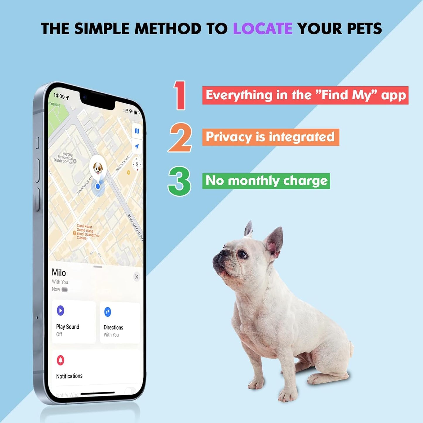 2-in-1 GPS Tracker for Dogs: Smart Collar with Real-Time Location, No Monthly Fee, Unlimited Range (iOS Only) GPS Tracker Dog Collar- Ideal for Small, Medium Large Dogs(Tracker Included)