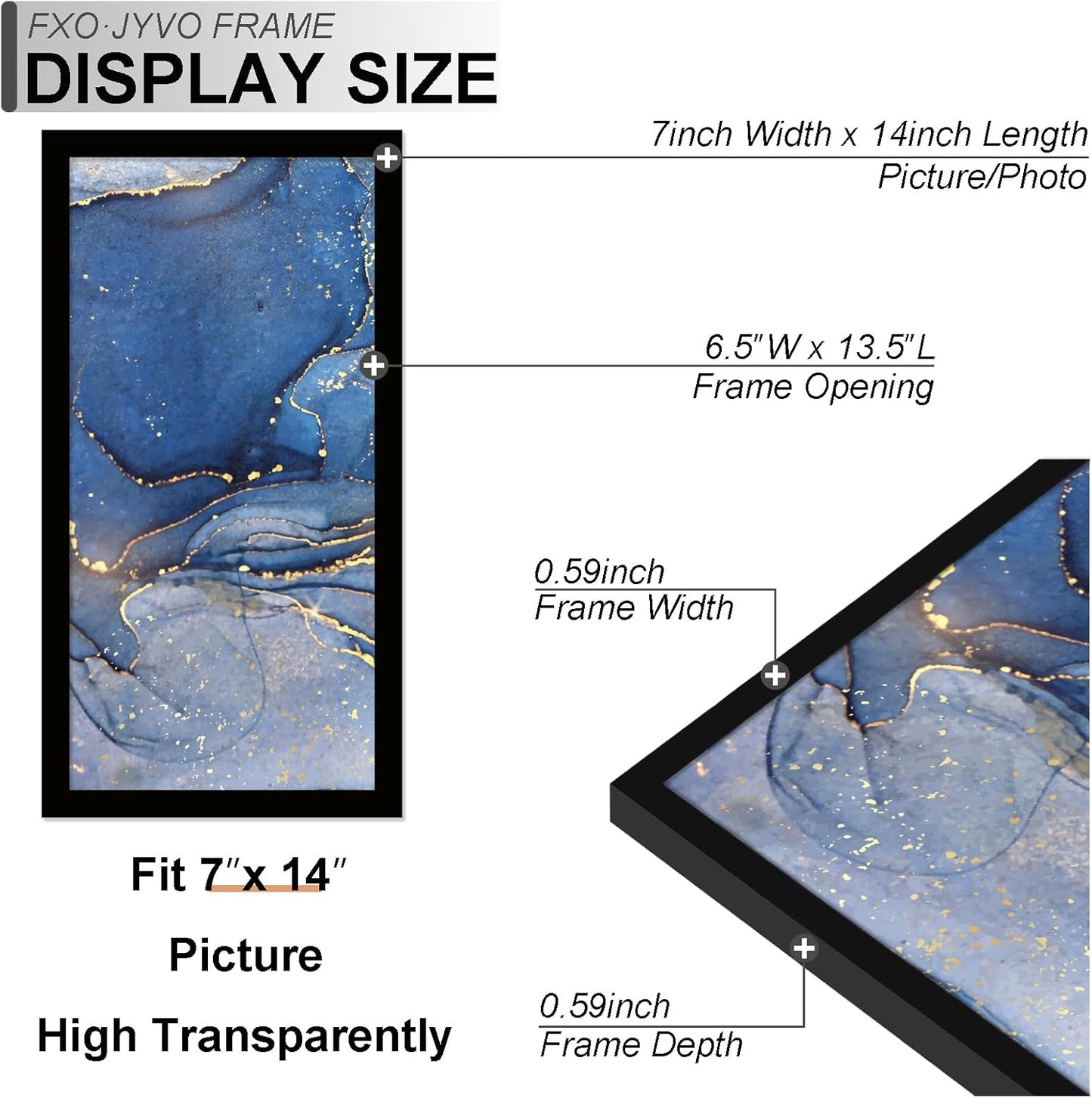 7x14 Picture Frame, Black Frame for 7 x 14 Inch Picture Poster Photo, Light Weight and High Transparent 7 by 14 Frame for Wall - 1 Pack/Black/7"x14"