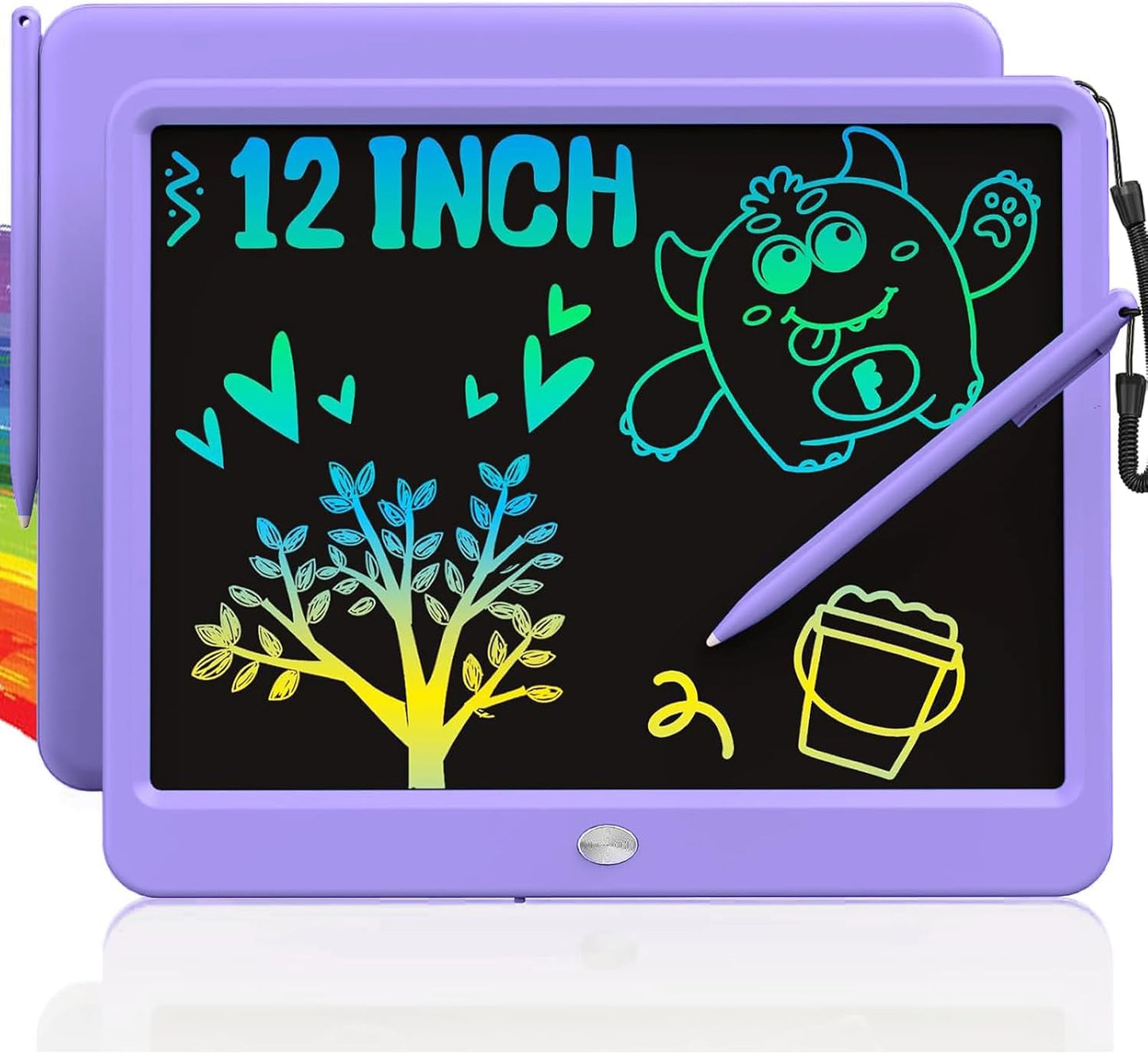 TEKFUN LCD Writing Tablet Doodle Board, 12inch Colorful Drawing Travel Essentials, Toddler Toys for 3 4 5 6 7 8 Year Old Girls Boys (Purple)