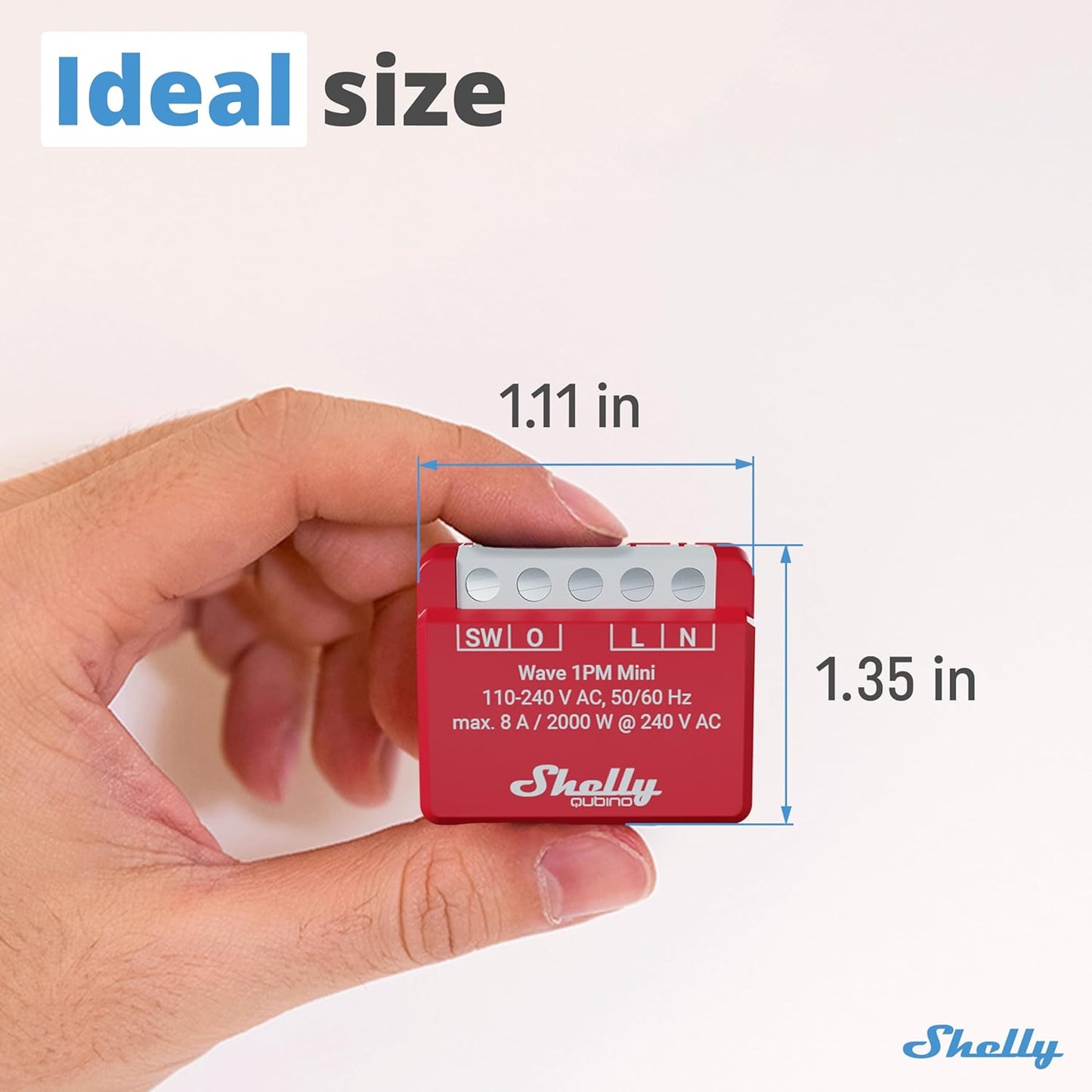 Shelly Wave 1PM Mini US LR, Z-Wave Long Range Smart Switch Relay with Power Metering, 1-Channel 8 A, Compatible with Alexa, Google Home, SmartThings & Home Assistant, Bulletproof Security