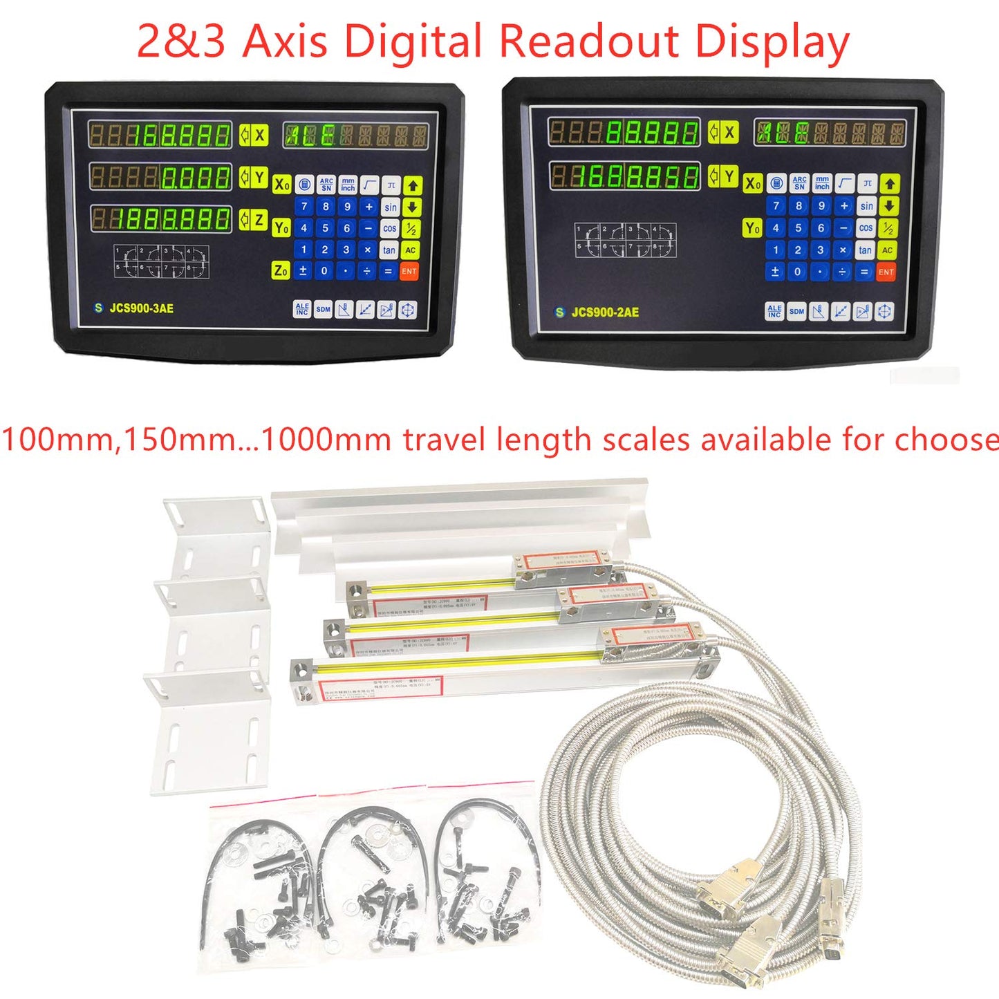 iMeshbean 2/3 Axis Digital Readout DRO Encoder for Milling Lathe, Part Number 324-RZ, Aluminum Material, 800mm Travel Length Scale (32'')