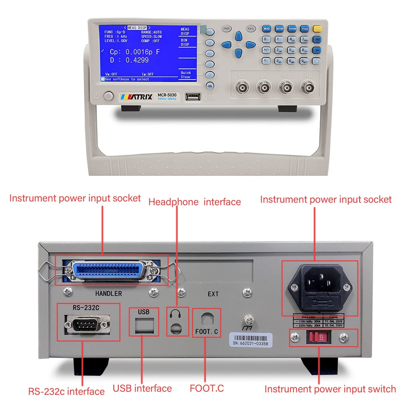 Benchtop LCR Meter Matrix MCR-5010 Digital Tester for Capacitance Resistance Inductance Accuracy 0.15% 100Hz-10kHz