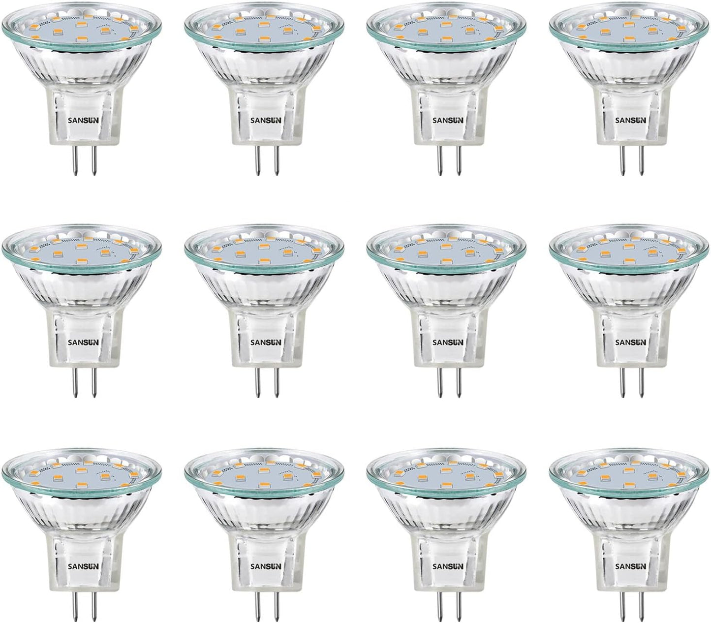 3W MR11 LED Landscape Light Bulbs, Low Voltage 12V 20W Halogen Replacement for Outdoor Landscape Spotlight and Indoor Track Light, GU4 Bi-Pin Base, Soft White 3000K, Non-Dimmable, (Pack of 12)