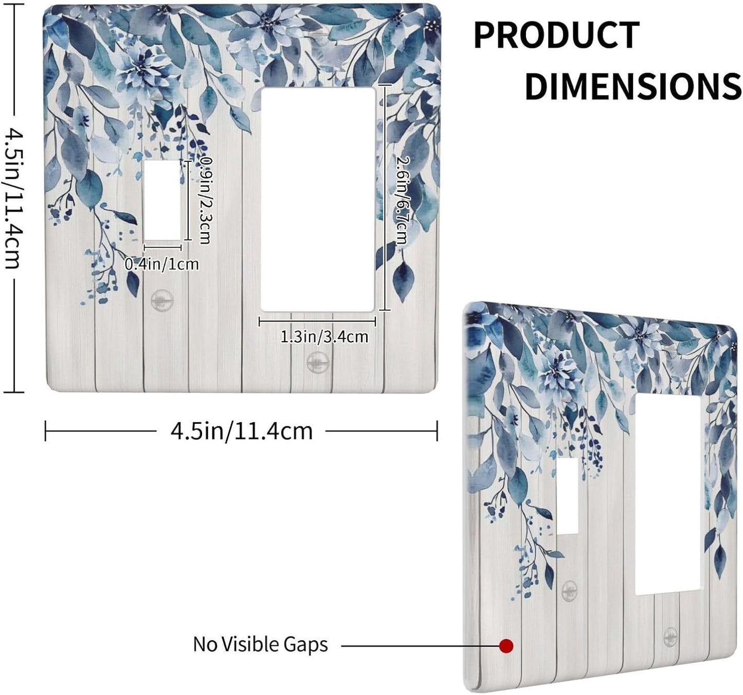 Eucalyptus Rustic Watercolor Plant Outlet Covers 1 Toggle 1 Rocker Combination Decorative Wall Plate Electrical Switch Plates Light Switch Cover Plate For Farmhouse Home Decor