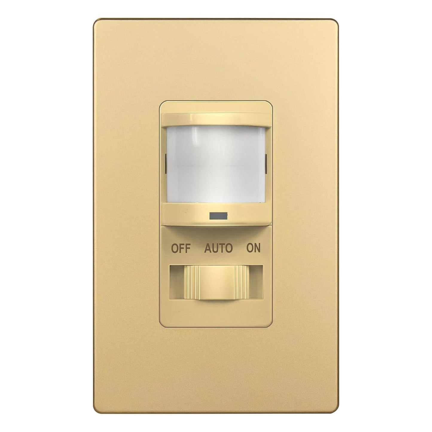 TOPGREENER in Wall PIR Motion Sensor Light Switch, Occupancy Sensor Switch, Neutral Wire Required, On/Off Override, Single Pole, 4A, 500W, Wall Plate Included, TSOS5-GDSWP, Gold