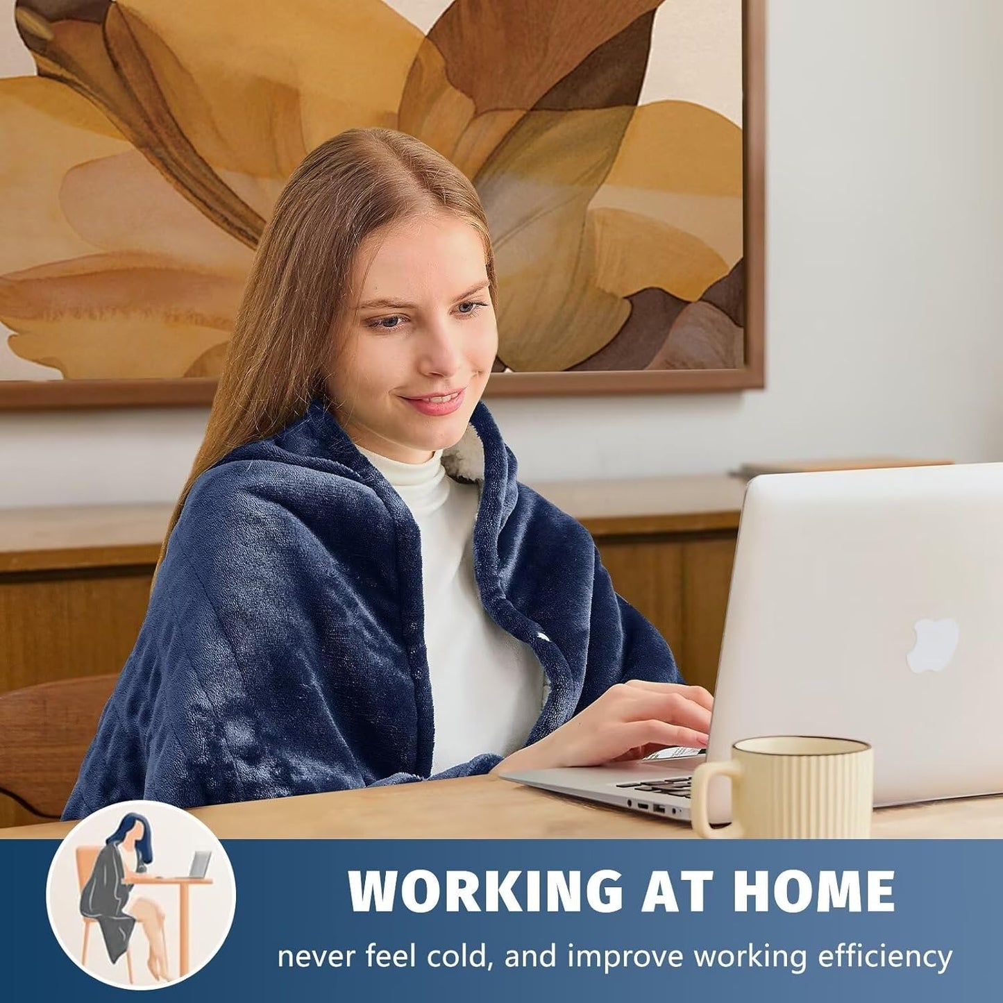 BOMOVA Heated Electric Blanket Twin - 62" x 84" Heating Blanket with 10 Heating Levels & 8 Hours Auto Off, Warm Flannel Blanket, Christmas Birthday Gifts for Women