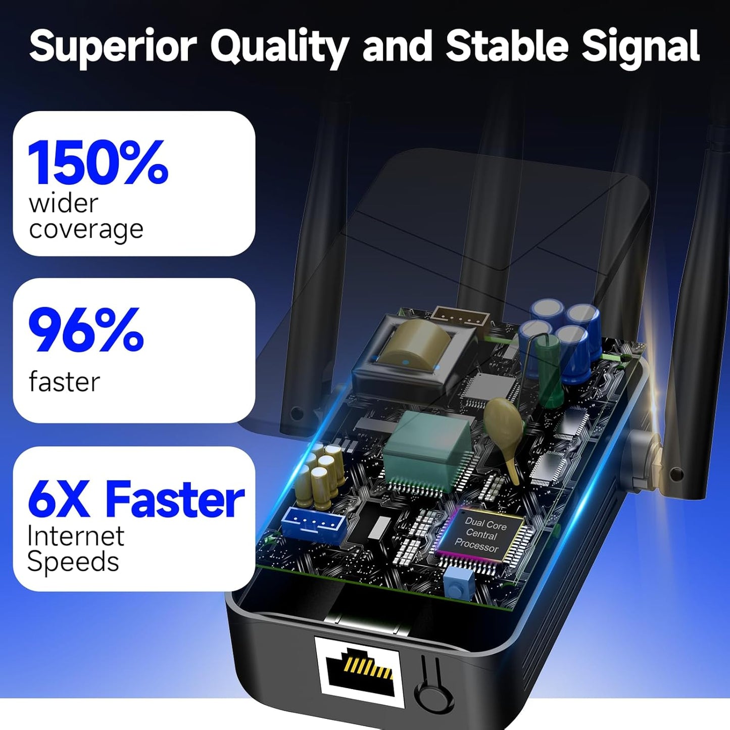 2026 WiFi Extender Signal Booster for Home, 15000sq.ft Wireless Internet Repeater, Long Range WiFi Booster and Signal Amplifier w/Ethernet Port, WiFi Router Extender Support 99% Devices, 1-Tap Setup
