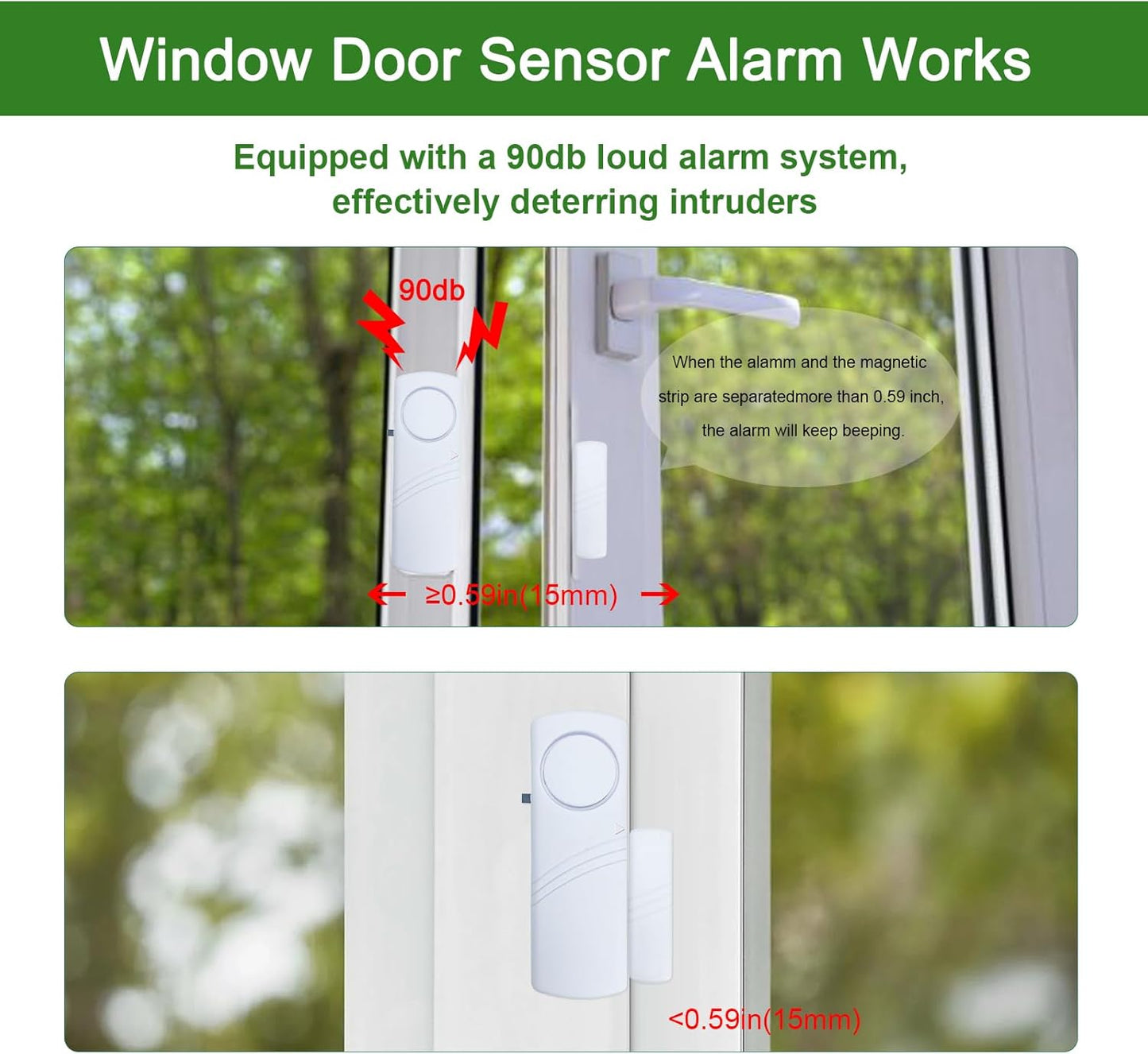 Door Window Alarm, 90dB Door Alarms Sensor for Kids Safety, Home Security, Door Window Burglar Alarm, Window Pool Alarms for Home, Apartments, Offices, Hotel Rooms (20pack)