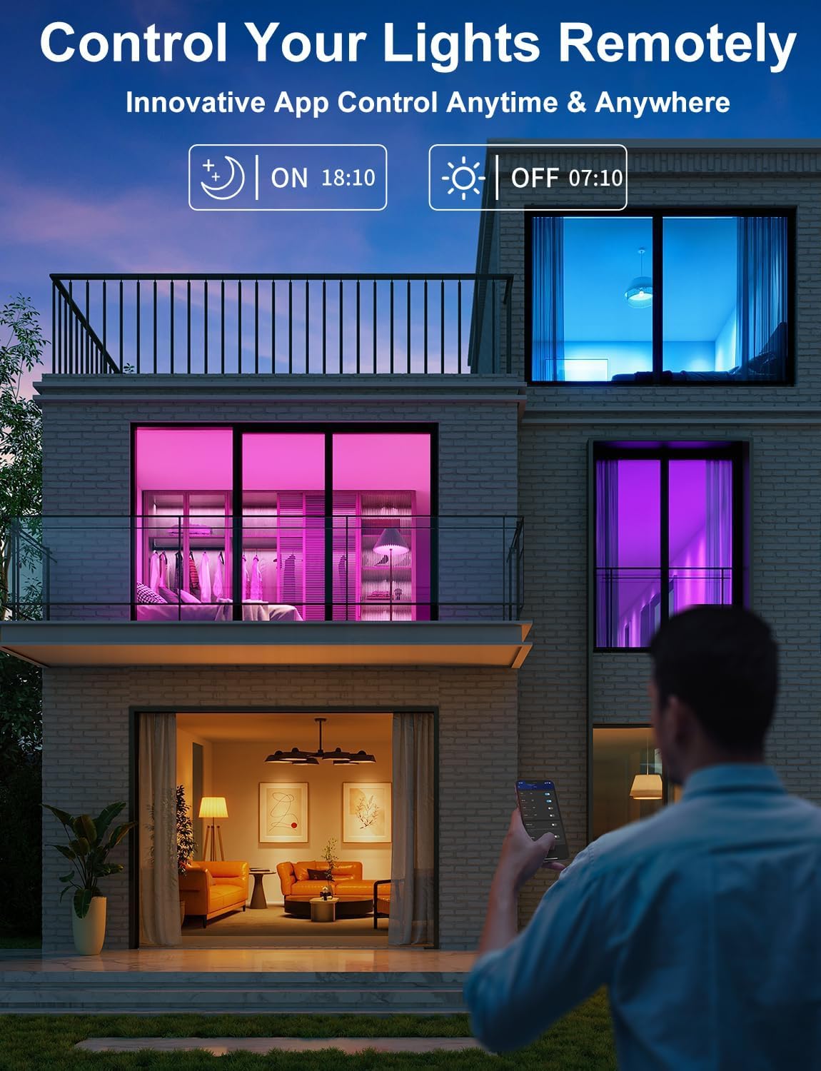 Vinaco A19 Smart LED Bulb 9W 800LM, 60W Equivalent, RGB Color Changing Light Bulb Work with Alexa & Google Assistant, WiFi Bluetooth Light Bulbs E26 Base, Smart A19 Dimmable Light, No Hub Needed