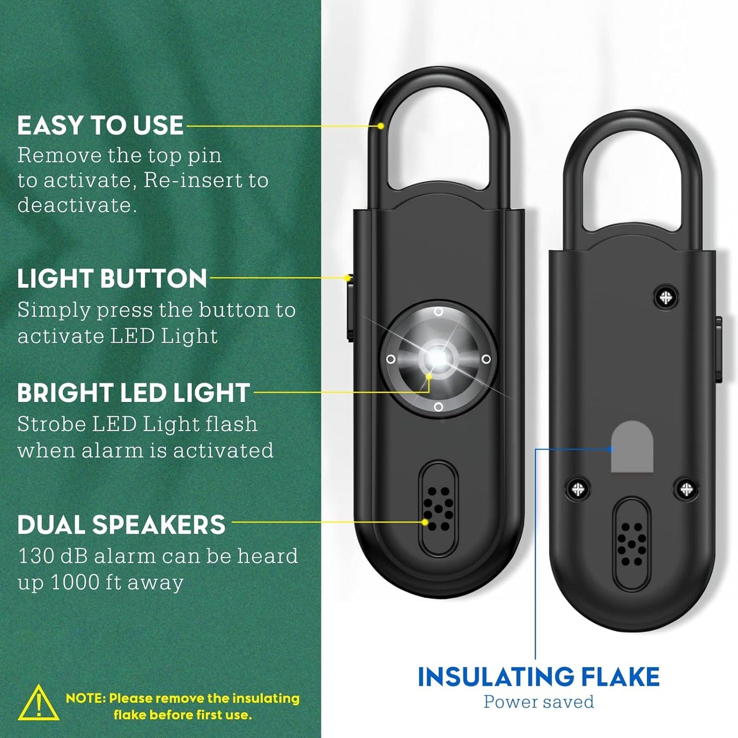 Personal Safety Alarm for Women Girls, 130dB Loud Siren + LED Light, Stylish Keychain, Easy-Pull Emergency Self-Defense for Night Safety, Running, Travel, College Students & Stocking Stuffer Gifts