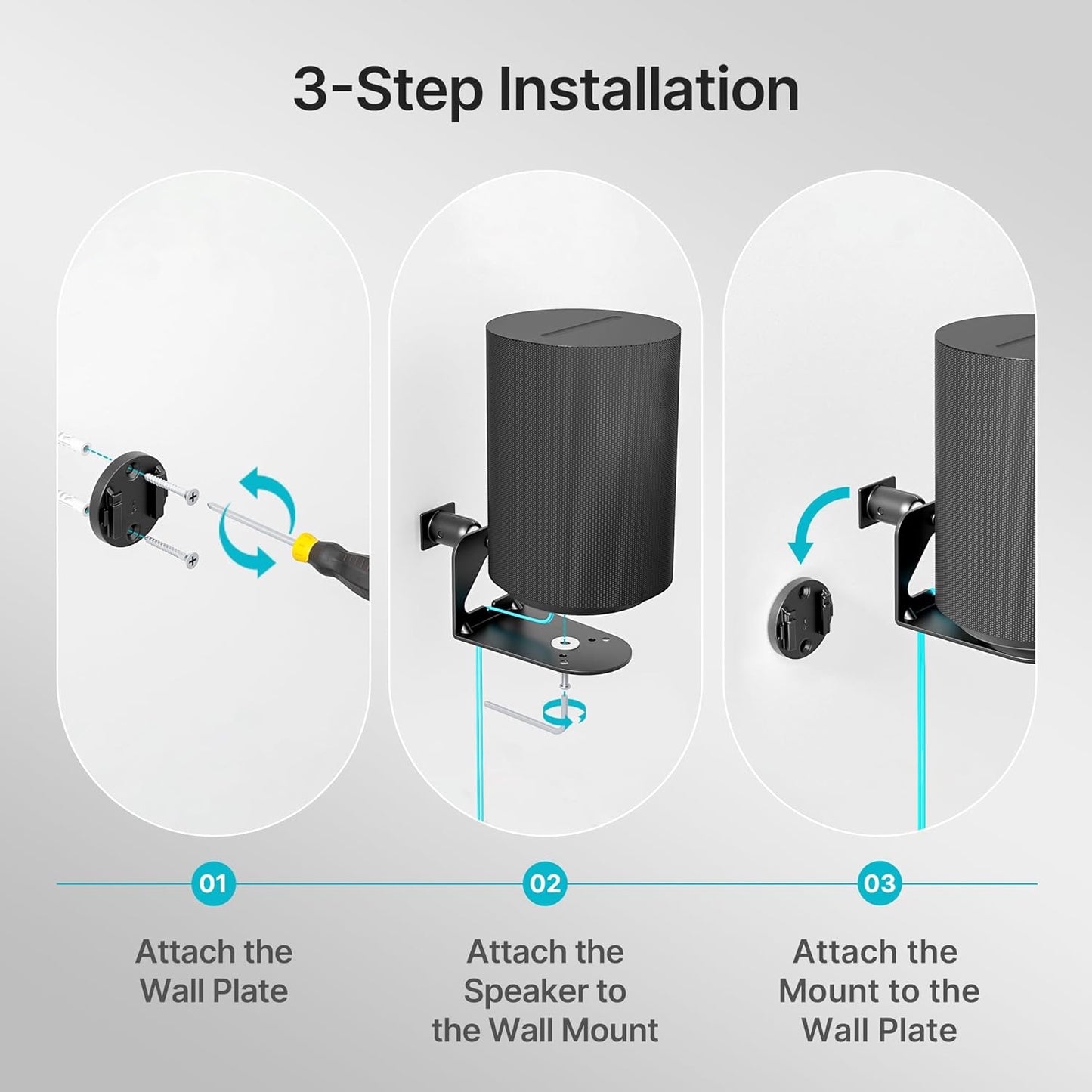 Adjustable Speaker Wall Mount for Sonos Era 100 and Era 300, Flexible Angle Adjustment, Surround Sound Speaker Wall Bracket Compatible with Sonos Era Speakers,1 Pair,Black