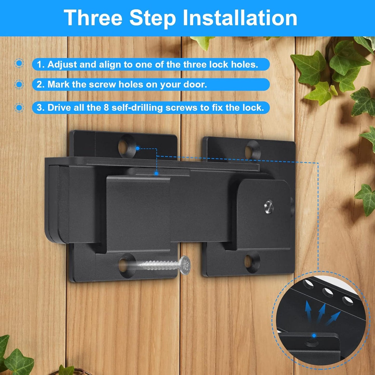 7.5" Flip Gate Latch Lock with Padlock Hole, 4mm Heavy Duty Aluminum Alloy Adjustable Door Latch for Sliding and Swing Open Door, Outdoor Gate, Wooden Fence, Barn Door, Shed, Garage, Yard