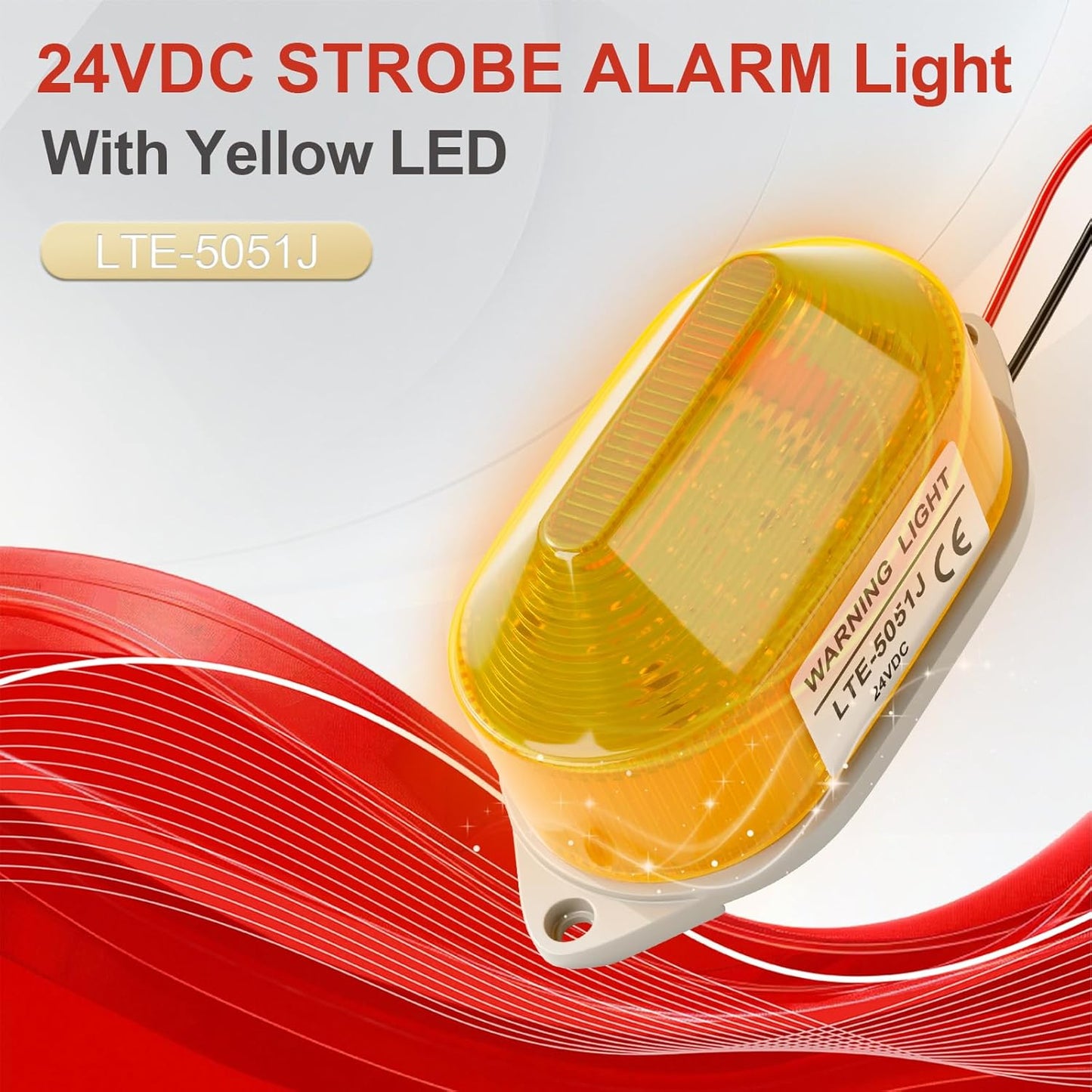 DC24V Strobe Siren Industrial Warning Light with Yellow LED and 105dB Buzzer, Ultra-Bright Signal Flashing Alarm Light for Safety and Alert, Oval