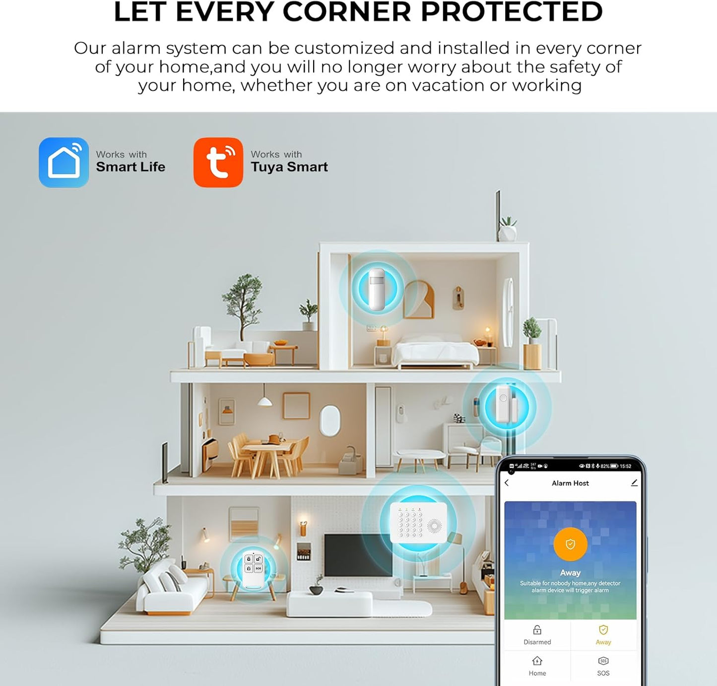 PGST Home Alarm System,Wireless Home Security System with Door and Motion Sensors,5 Piece Alarm Kits,4G SMS/Phone App Instant Alerts,24/7 Professional Monitoring for Villa,Apartment,Kids Safety