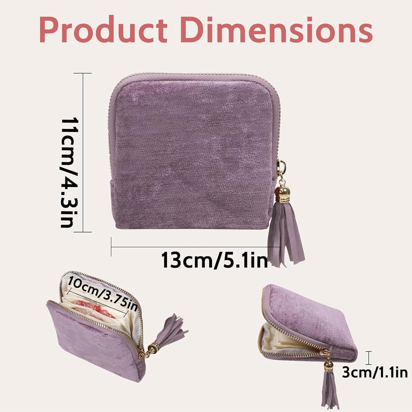 Stuffdatas Travel Jewelry Case, Stuffdatas Bags, Small Jewelry Travel Pouch Mini, Travel Jewelry Organizer Pouch Velvet, with 5 Compartments (2PCS-A)