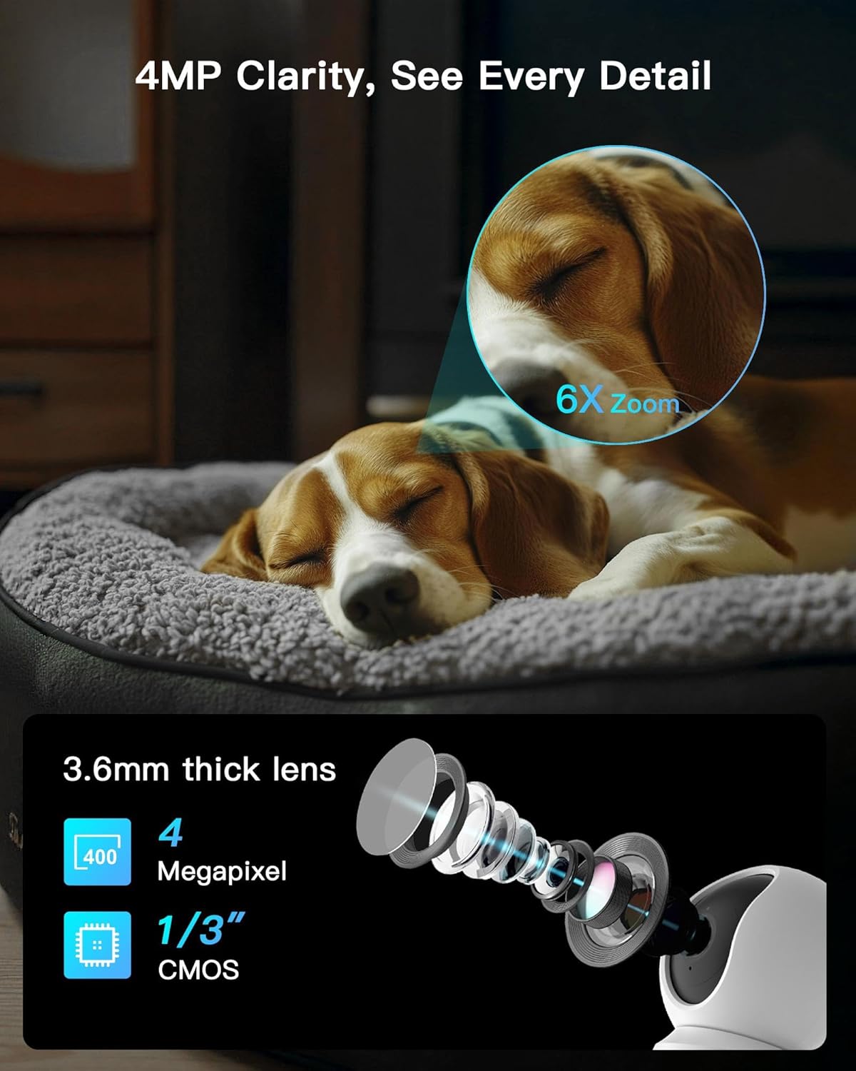 ARENTI 5G Indoor Security Camera, 4MP Pet Camera with Speaker for Dog/Cat, Baby Monitor with Phone App, Dual-Band WiFi, Auto Tracking, Super Night Vision, 2-Way Talk, 64G Local Storage (P2Q 64G)