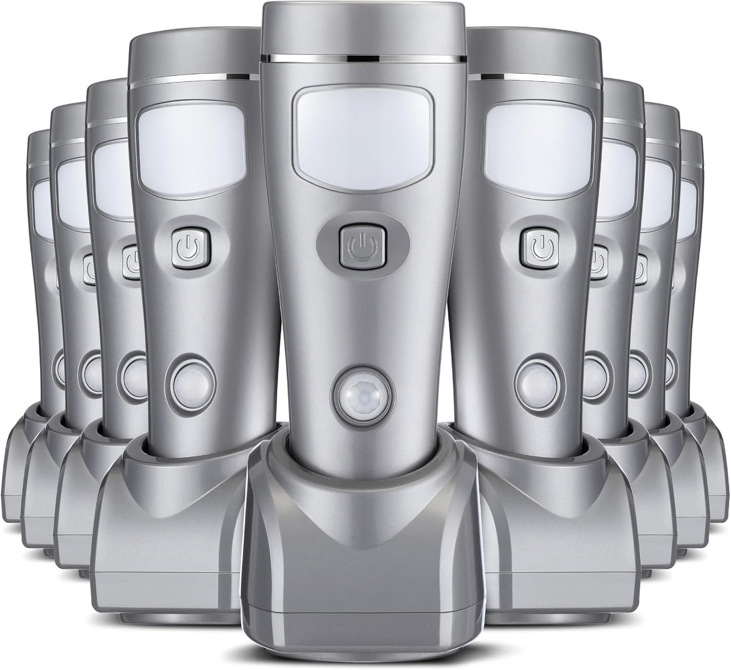 Enhon 9 Pack Rechargeable 4-in-1 LED Emergency Lights, Plug-in Flashlights with Motion Sensor Night Light, Auto-On Power Failure Light for Home, Hurricane, and Outage Supplies