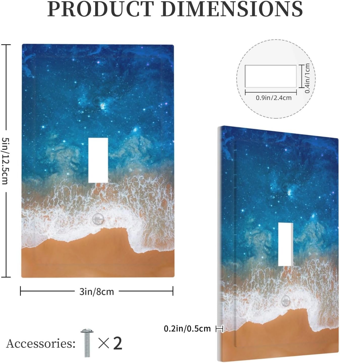 Blue Sea Ocean Beach Waves Single Toggle Light Switch Cover plate Outlet Cover Decorative Switchplate Wall Plates Electrical Panel Cover for Bathroom Living Room 5 X 3 IN