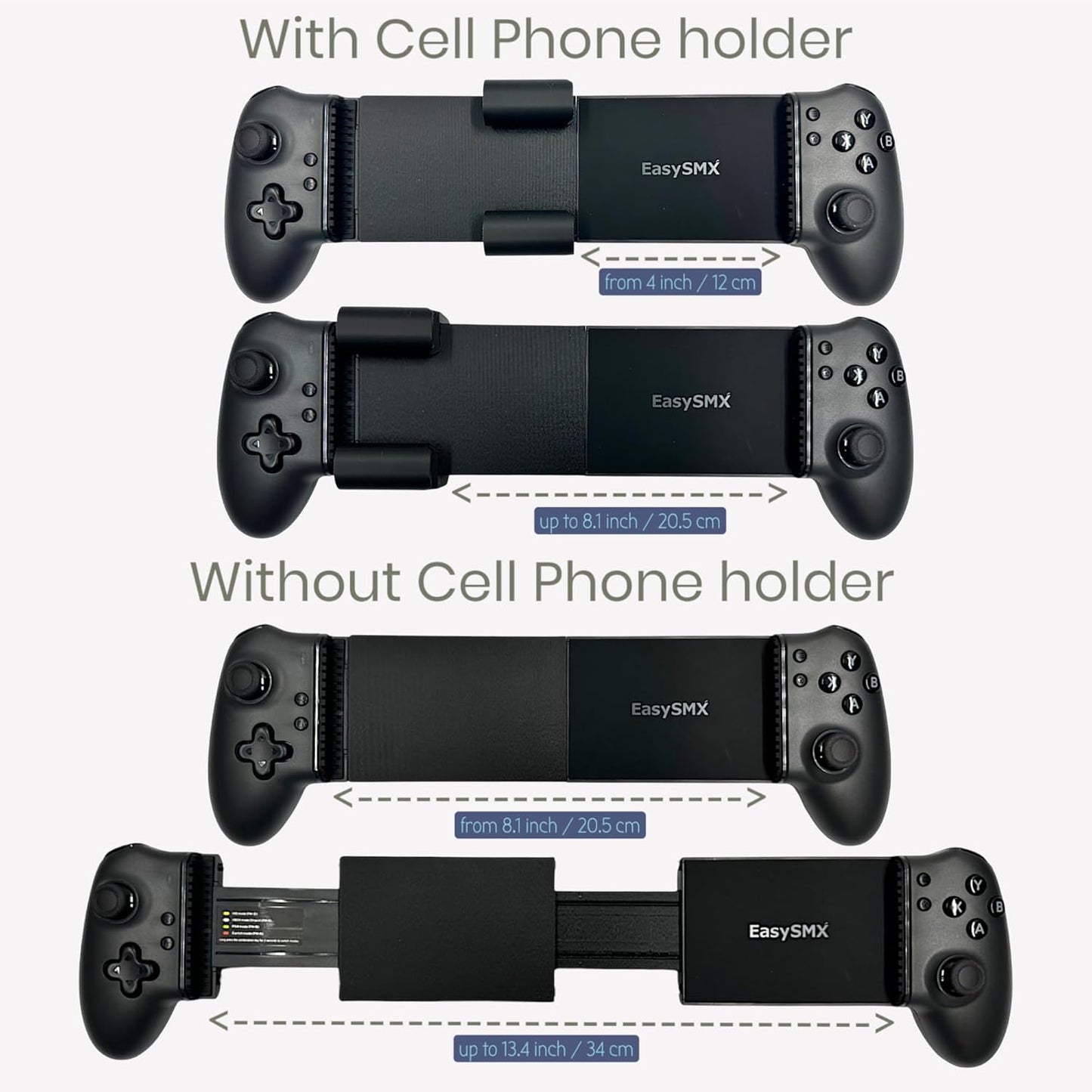 Moded Tablet Controller Easy SMX M15 Bluetooth (Controller + Expansion kit already installed + Case) It can hold tablets with screens up to 15 inches. (Extended Range 4 to 13.4 inches) (Control+Kit+Case)