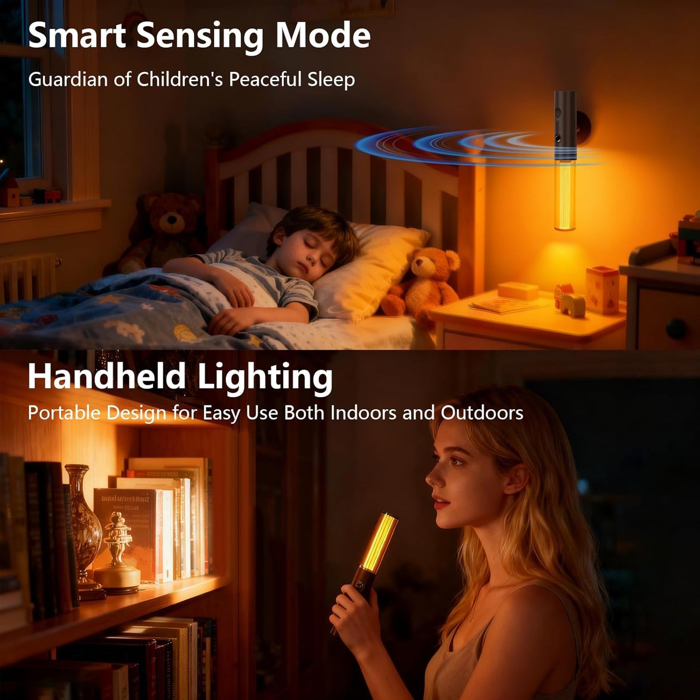 Koopala Auto-On Motion Detection Night Lamp - 3 Customizable Modes, Battery Operated LED Light for Dark Spaces (Set of 2)