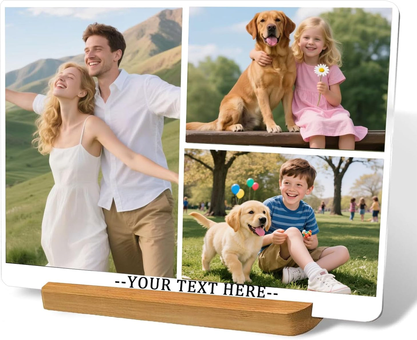 Custom Metal Photo Prints，Personalized Your Own Picture Frame, Customize Photo Prints with Wooden Base，Personalized Metal Picture Gift for Lovers，Family，Boyfriend，Friends