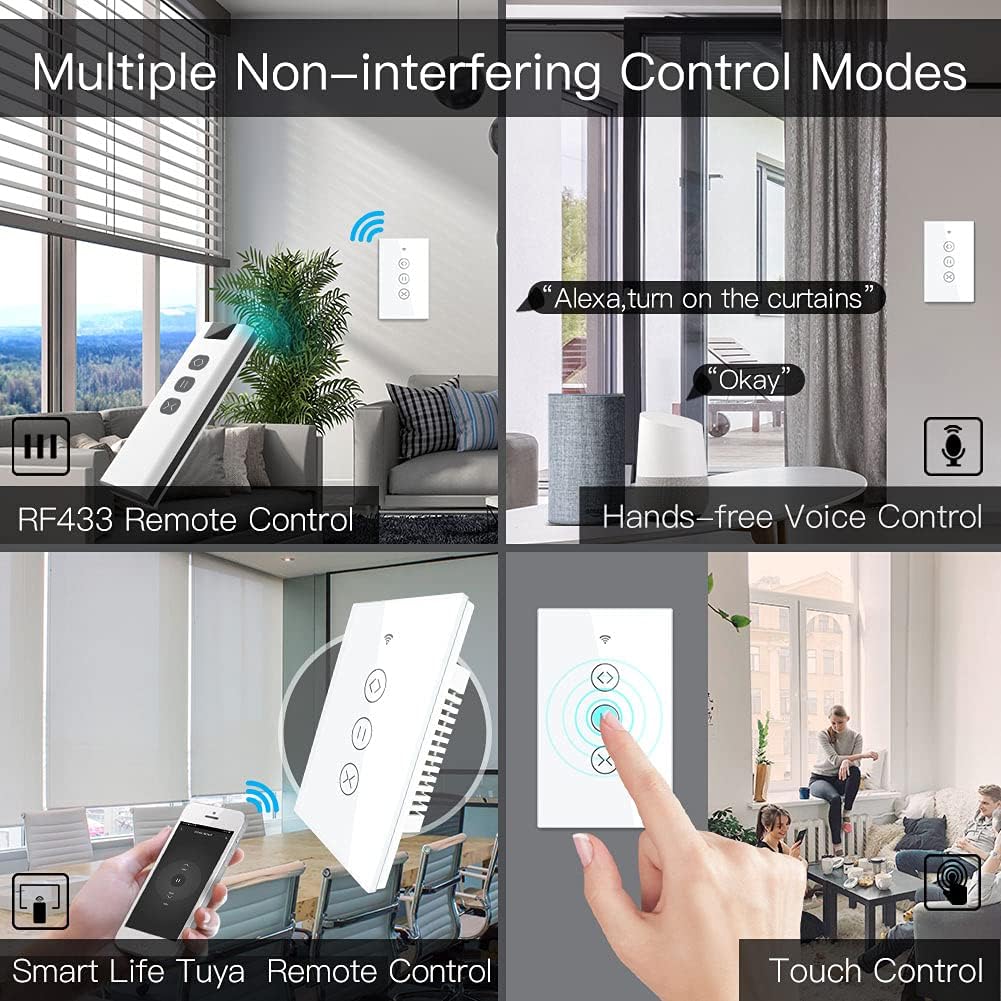 MOES WiFi Smart Curtain Switch Motorized Roller Blinds Shutter Switch,Smart Life/Tuya APP Remote Control,Compatible with Alexa Echo and Google Home
