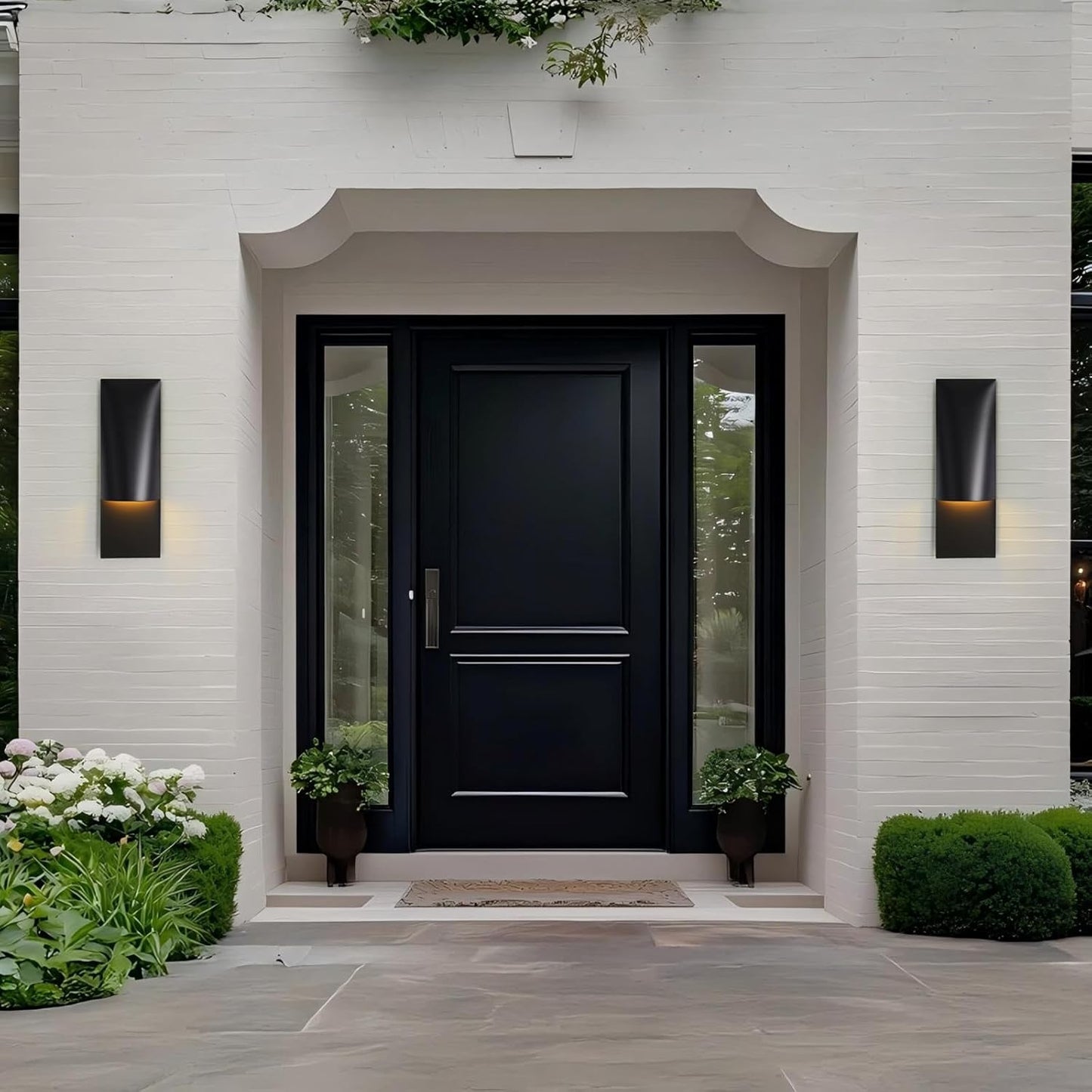 Outdoor Modern Wall Sconce, 18" Black Sconces Outdoor Wall Lights, Dimmable 3000K Warm White Decorative Porch Light Patio Light, Rust-Proof and Waterproof Exterior Wall Light for Garage, Hallway