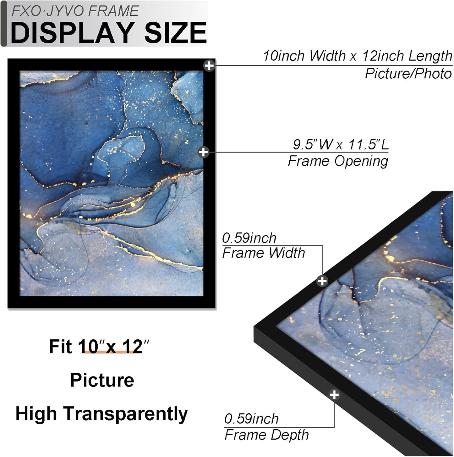 10x12 Picture Frame Set of 3, Black Frame for 10 x 12 Inch Picture Poster Photo, Light Weight and High Transparent 10 by 12 Frame for Wall - 3 Pack/Black/10 x12