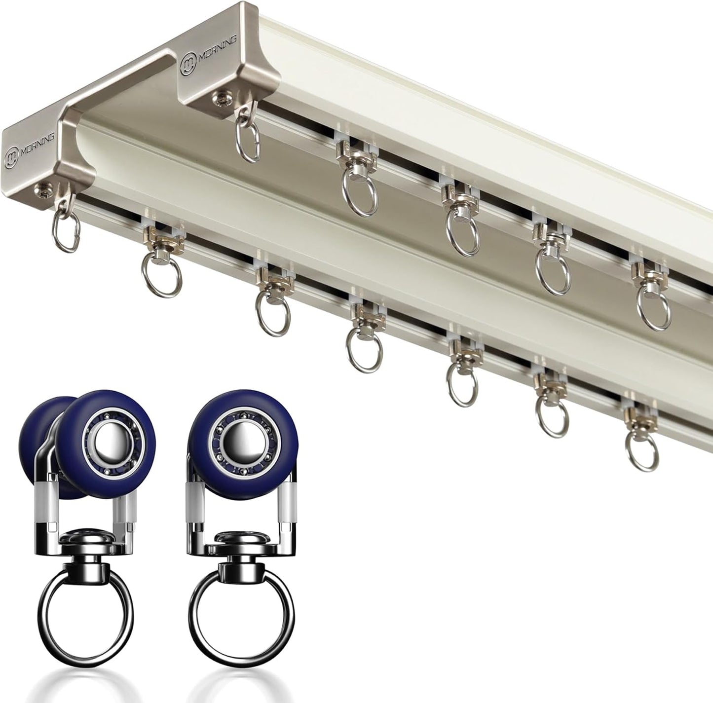 Ceiling Curtain Track - Double Rails System, Sliding Curtain Rail (White, 2M)