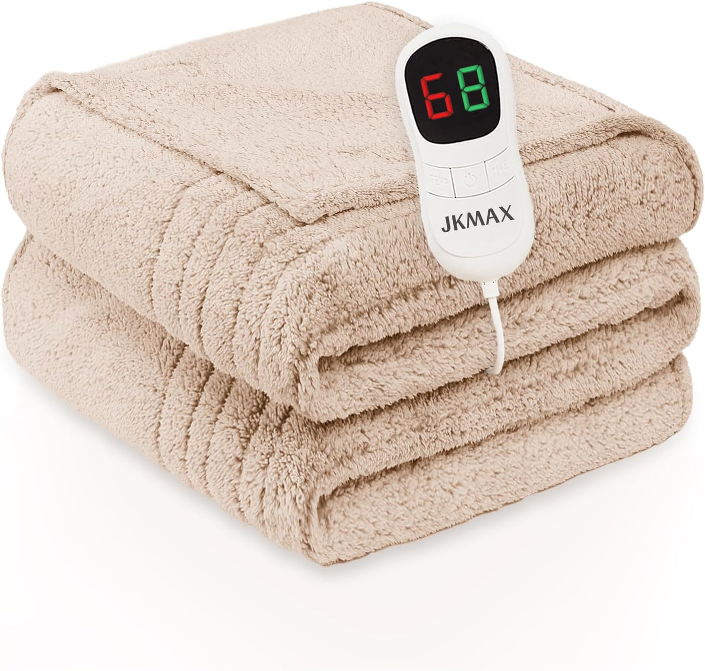 Heated Electric Blanket King Size - 100"x90" Flannel Heating Blanket with 10 Heating Levels & 5 Time Settings Over-Heat Protection, Winter Warmer for Adults with ETL Certification（Beige）