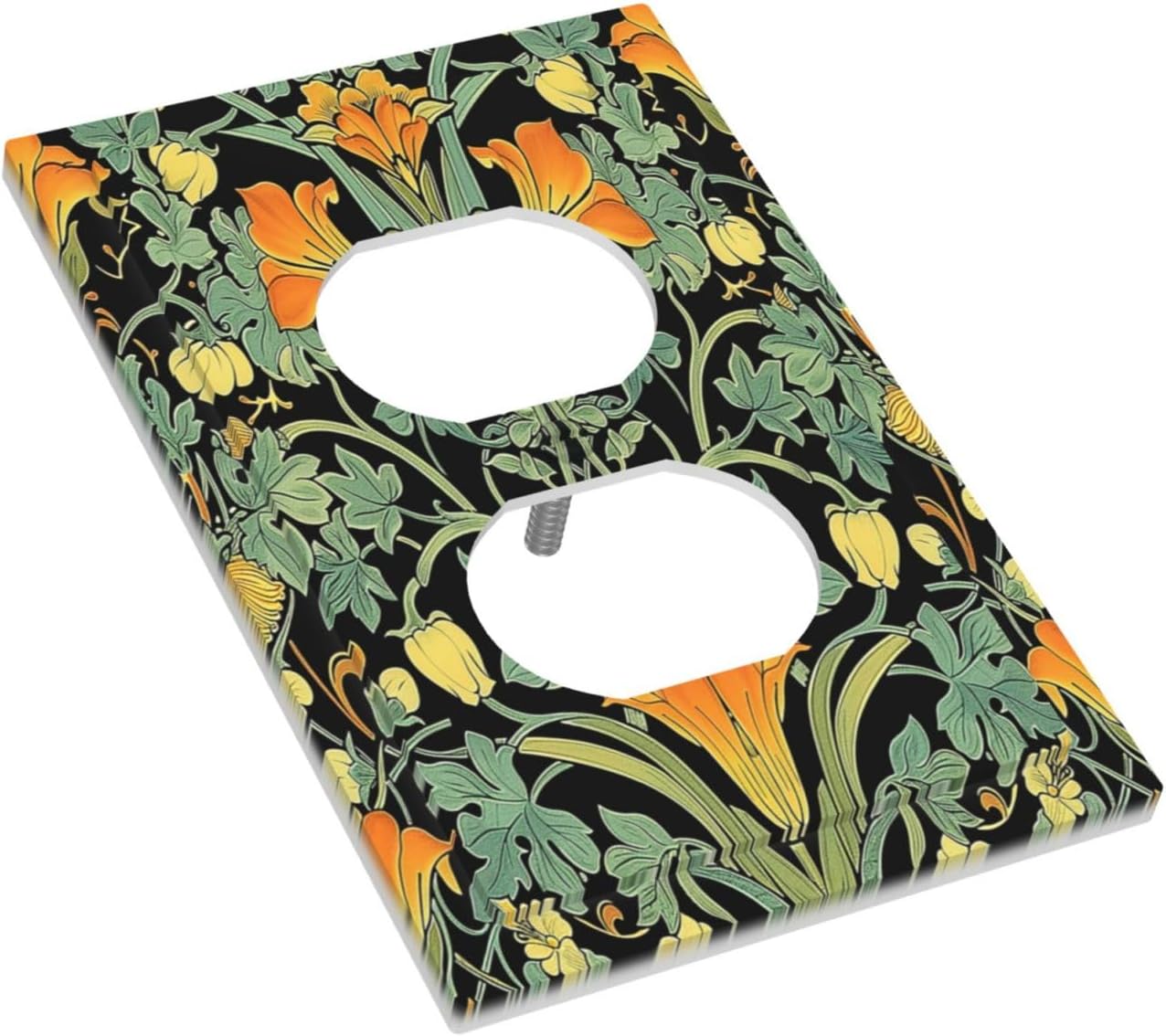 Outlet Covers William Morris Vintage Floral Green Yellow 1 Gang Duplex Wall Plate Decorative Switch Plates Electrical Receptacle Faceplate Light Switch Cover for Bedroom Home Decor