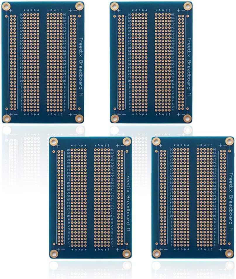 4 pcs Universal Board Solderable BreadBoard PCB Prototype Shield Board Double Sided Tinned Gold Plated Holes Compatible with Arduino Kit Raspberry Pi Shield Prototyping and Testing (Mode 2)