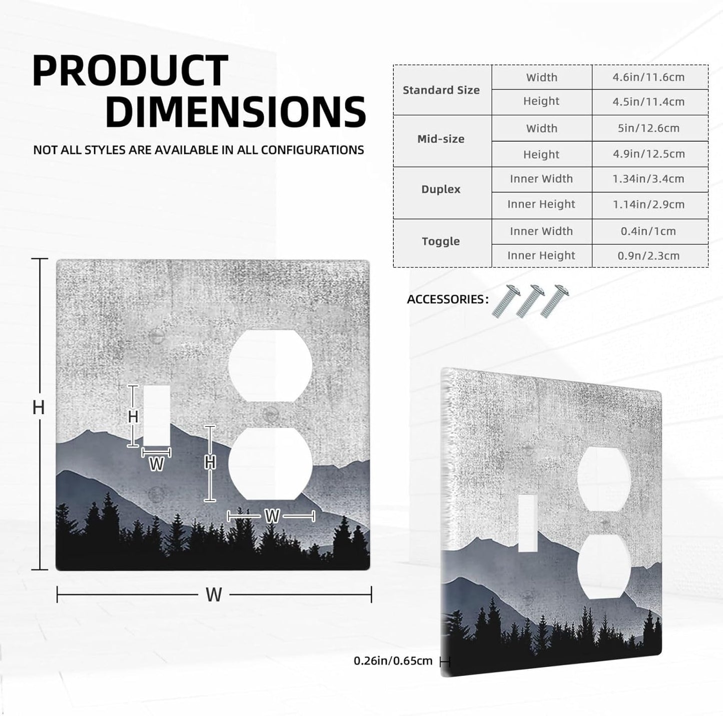 Wallplates Natural Landscape Mountains Pine Trees 1 Toggle 1 Duplex Switch Plate Electrical GFCI Faceplate Decorative Light Switch Covers for Bedroom living Room Decor