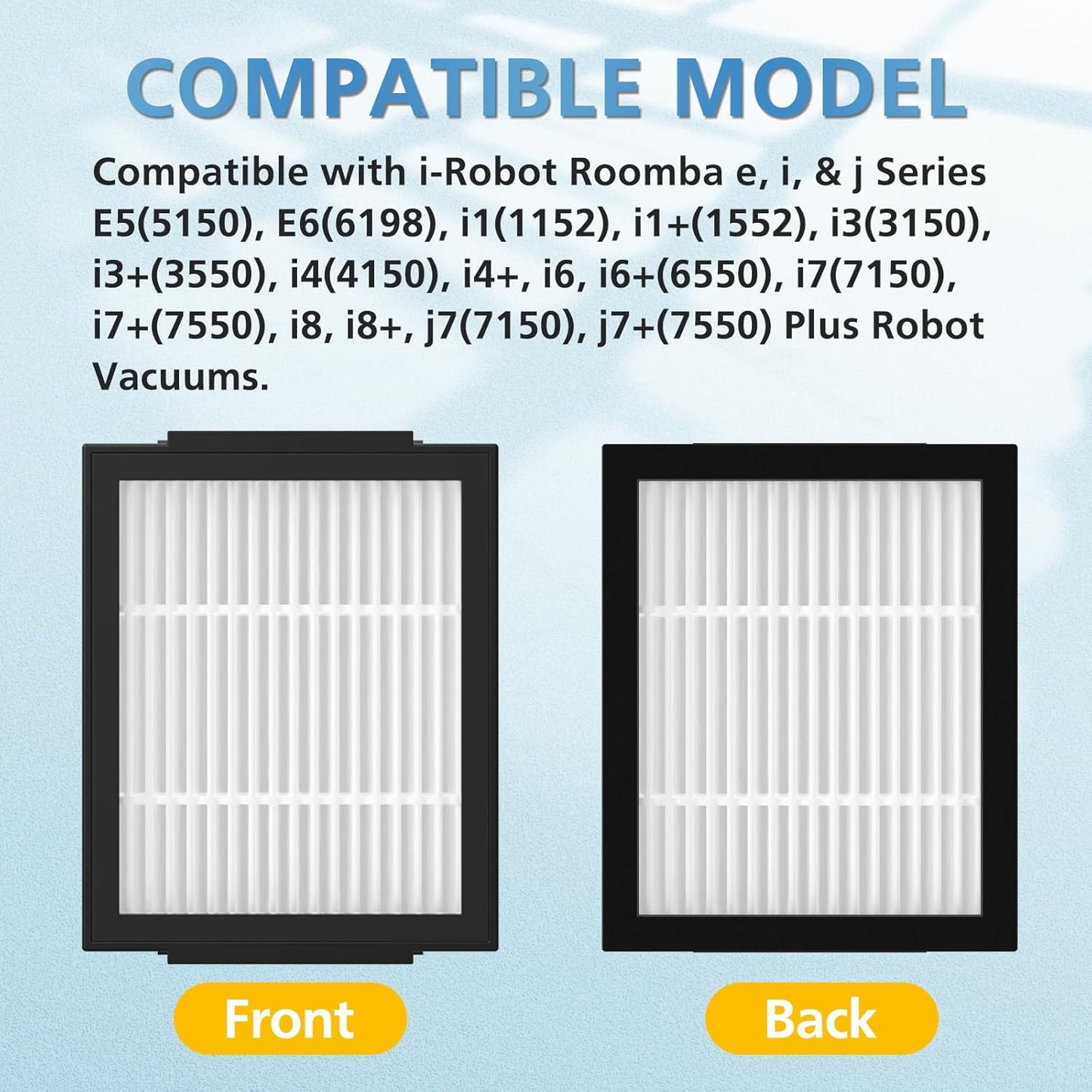 Filter Replacement for iRobot Roomba e, i and j Series i7 i7+/plus i3 i3+ E5 E6 E7 i4 i6 i6+ i8 i8+ Robot Vacuum Cleaners parts, 20 Pack High Efficiency 4639161 Filters