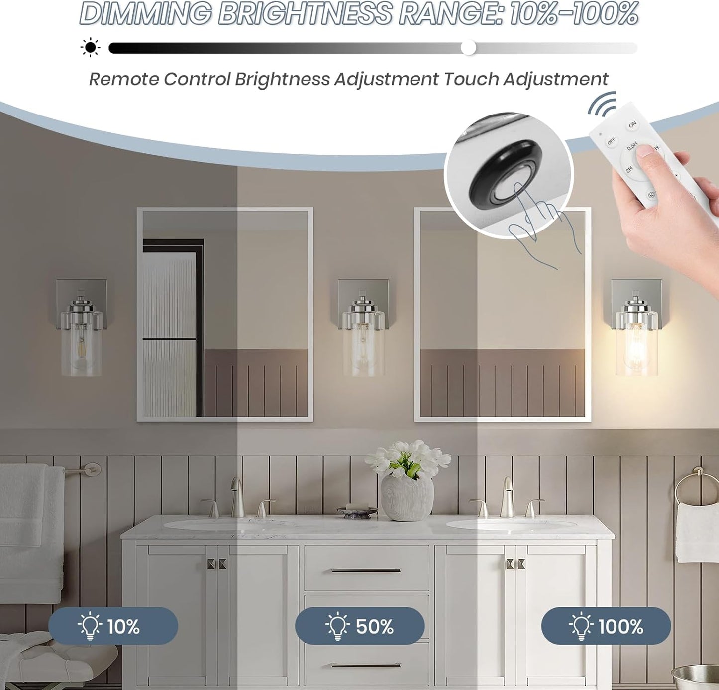 Wall Sconce,Battery Operated Wall Sconce Dimmable Battery Operated 15000mAh Endurance 200 Hours Fast Charging,Wall Sconces for Bedroom Living Room Bathroom Hallway Farmhouse