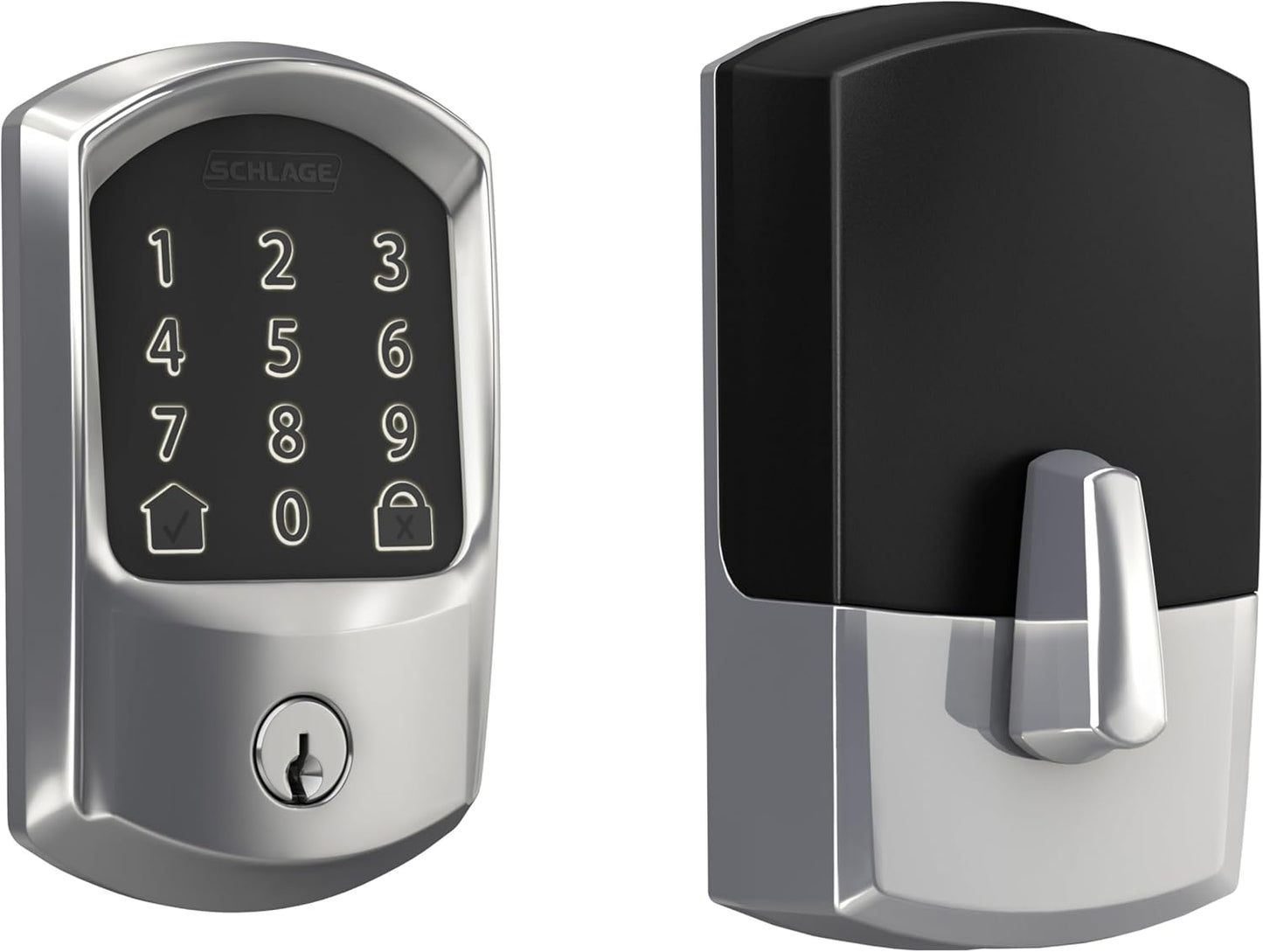 SCHLAGE BE489WB GRW 625 Encode WiFi Deadbolt Smart Lock, Keyless Entry Touchscreen Door Lock with Greenwich Trim, Bright Chrome