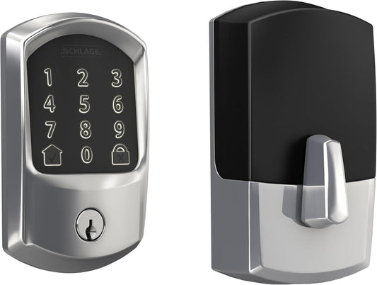 SCHLAGE BE489WB GRW 625 Encode WiFi Deadbolt Smart Lock, Keyless Entry Touchscreen Door Lock with Greenwich Trim, Bright Chrome