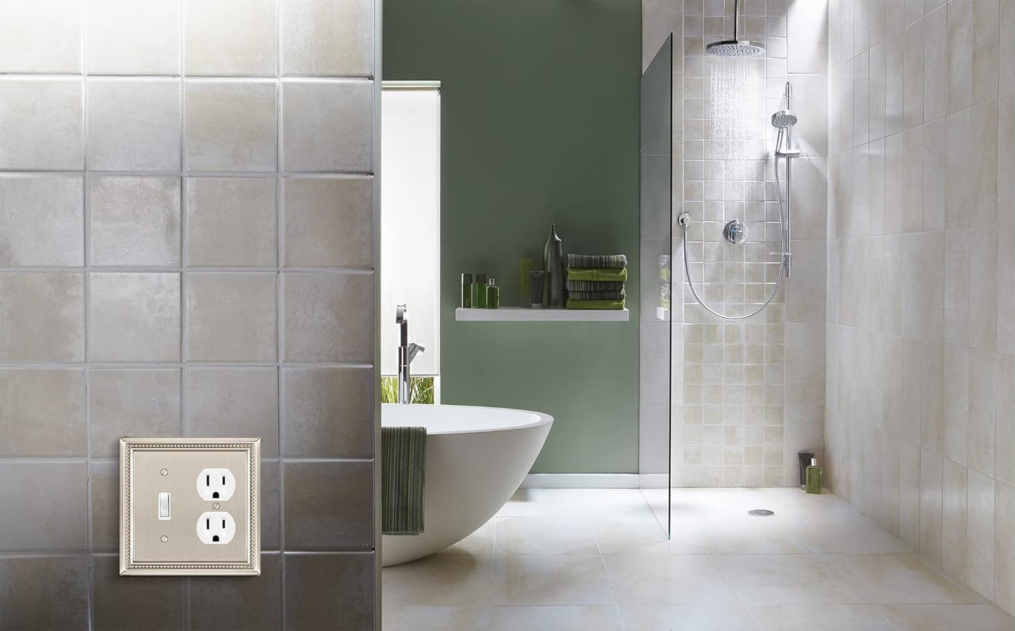 Henne Bery Sunken Pearls Heavy Duty Decorative Wall Plate Switch Plate Outlet Cover (Toggle/Duplex, Satin Nickel)