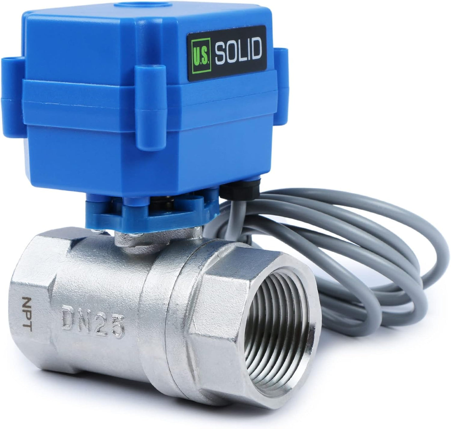 U.S. Solid Water Leak Detector - Water Alarm Leak Detect System with 1” Automatic Shut-Off Stainless Steel Motorized Ball Valve, Controller and 3 Sensors and Sound Alarm